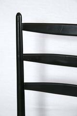 Set of Four Black Lacquer & Rattan Chairs