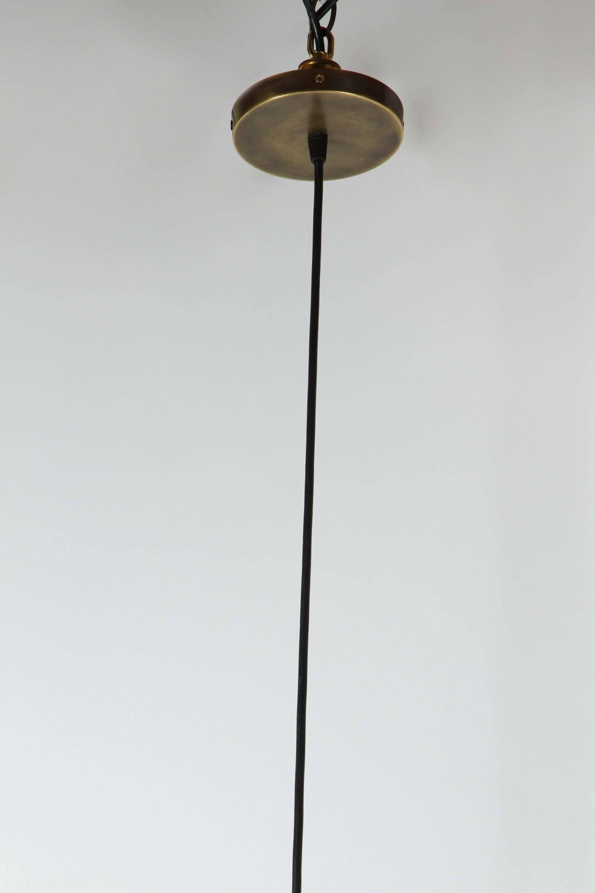 Modern Brass Pendant with White Glass Shade 4
