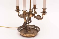 Pair of 19th Century Bronze Dolphin and Swan Bouillotte Lamps