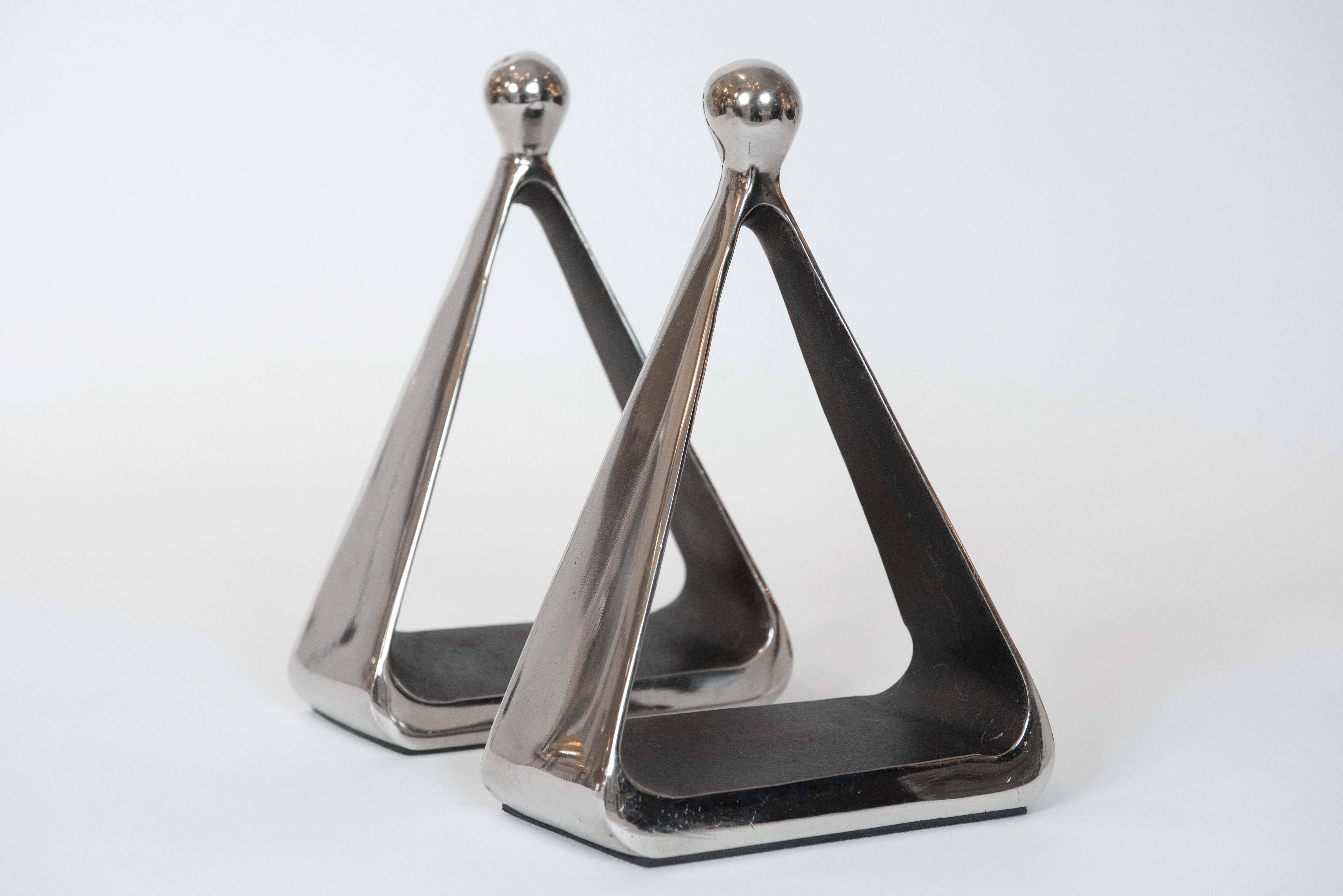 American Pair of Ben Seibel Chrome Finished Bookends