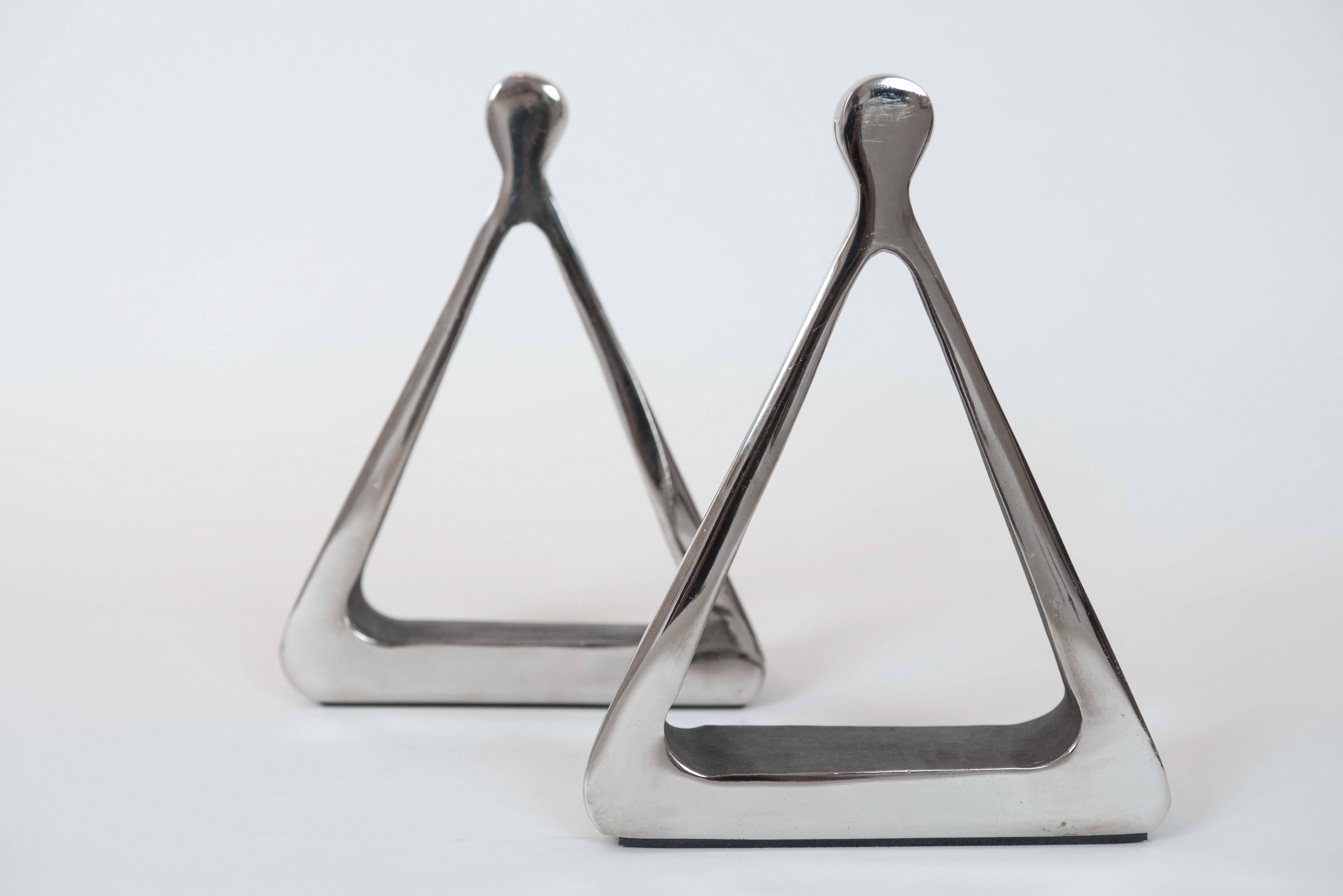 Cast Pair of Ben Seibel Chrome Finished Bookends