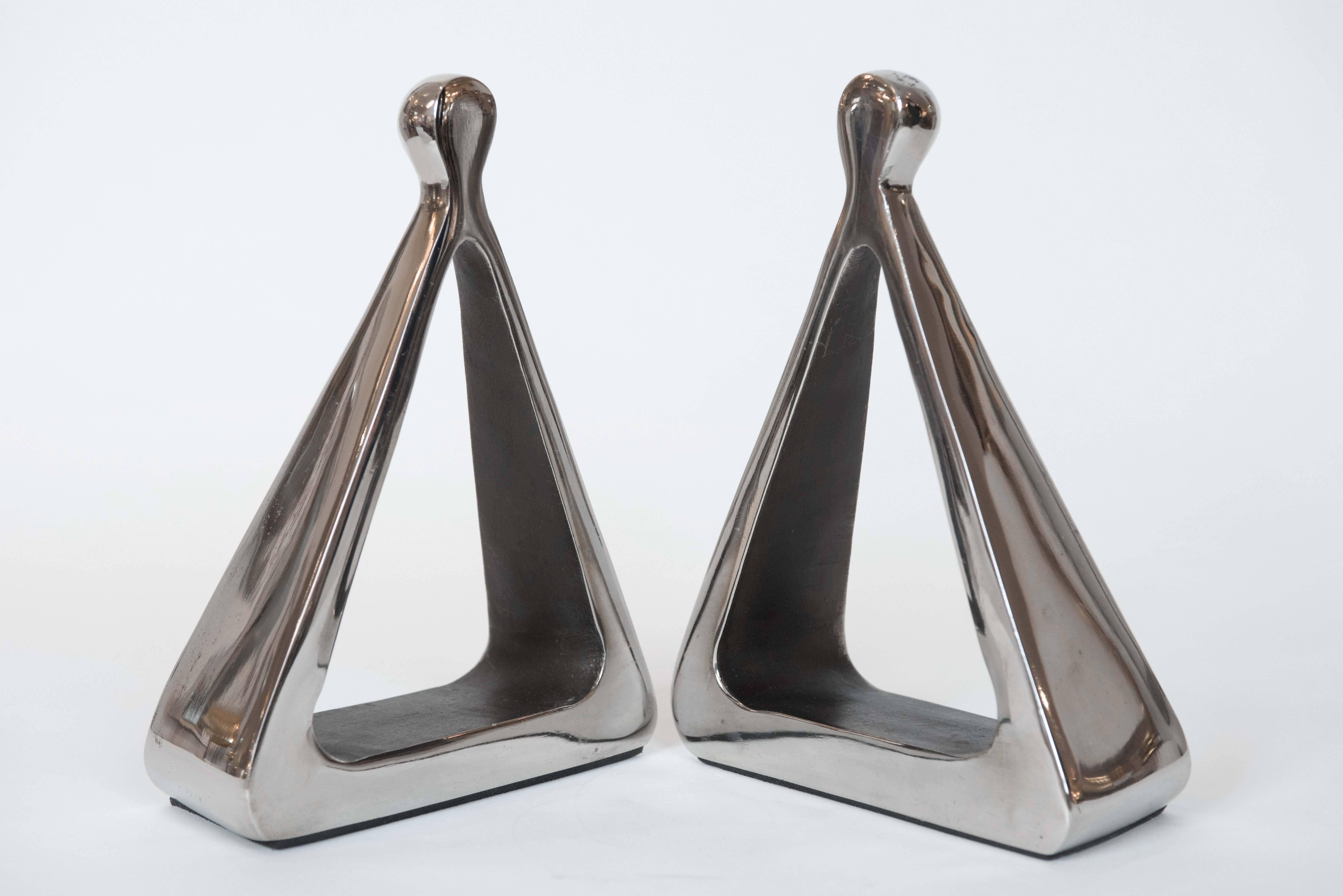 Pair of Ben Seibel Chrome Finished Bookends In Excellent Condition In Toronto, ON