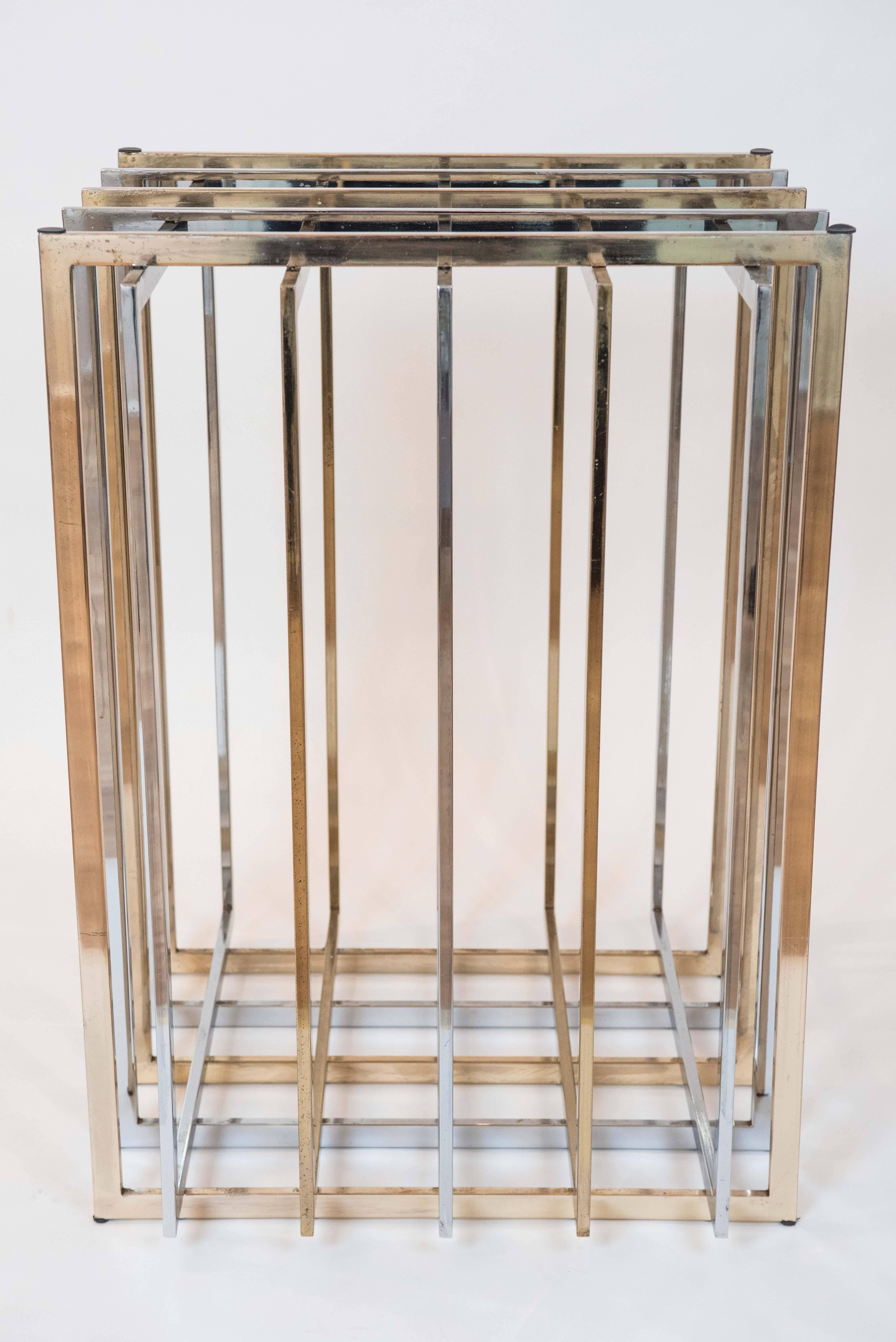 Pierre Cardin Folding Chrome and Brass Table Base In Excellent Condition In Toronto, ON