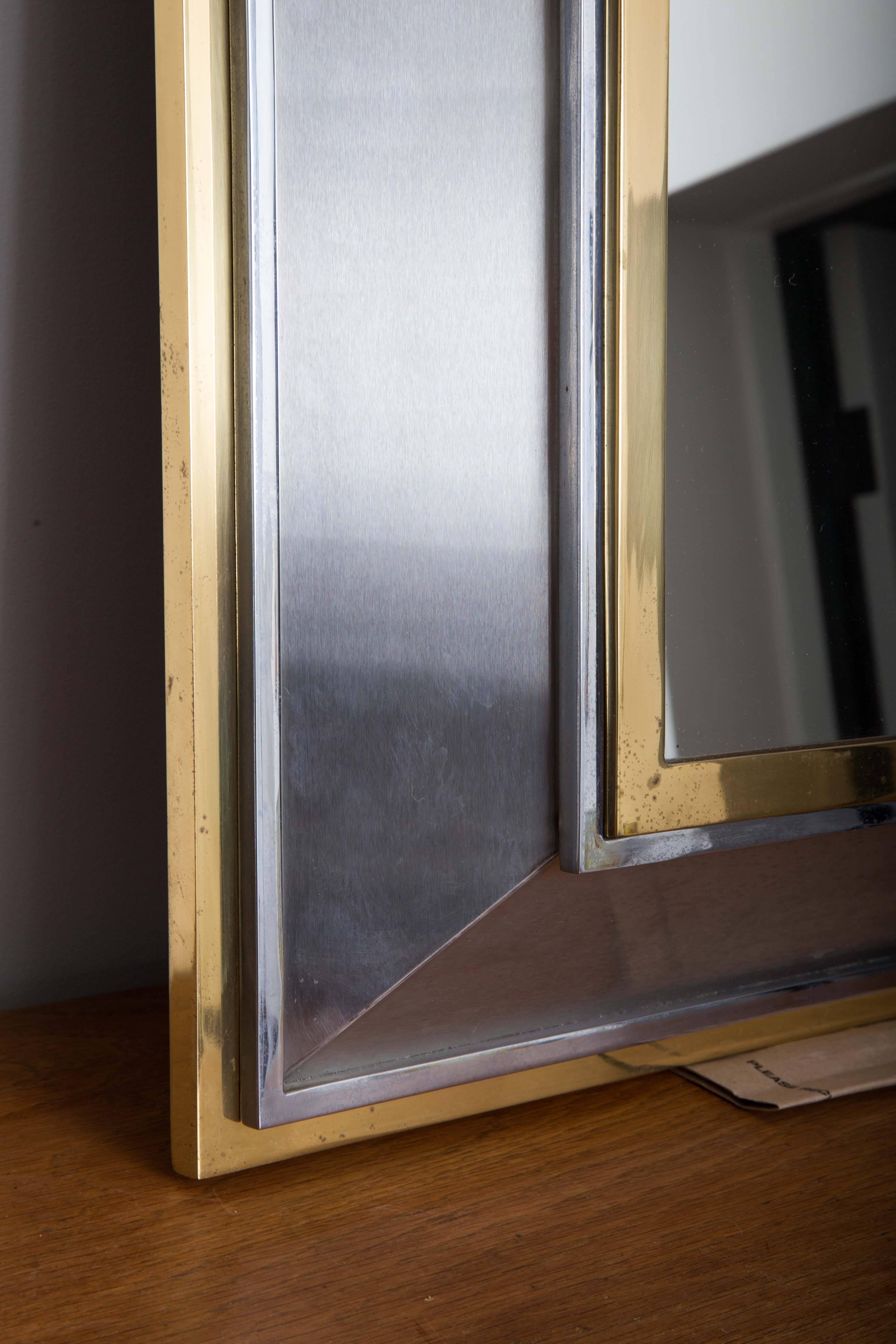 French Metal and Brass Framed Mirror