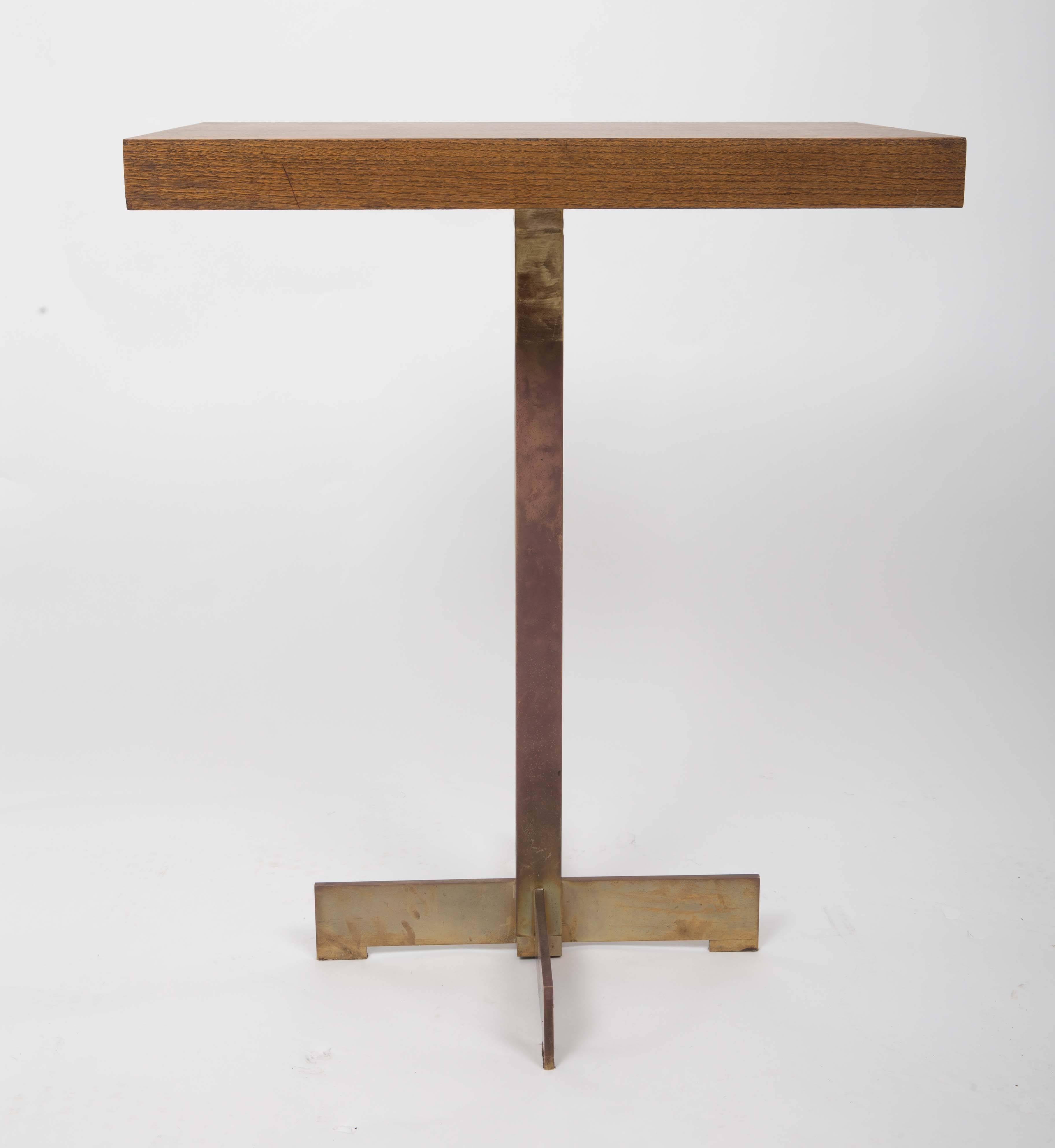 French Modernist Pedestal Table with Brass Base
