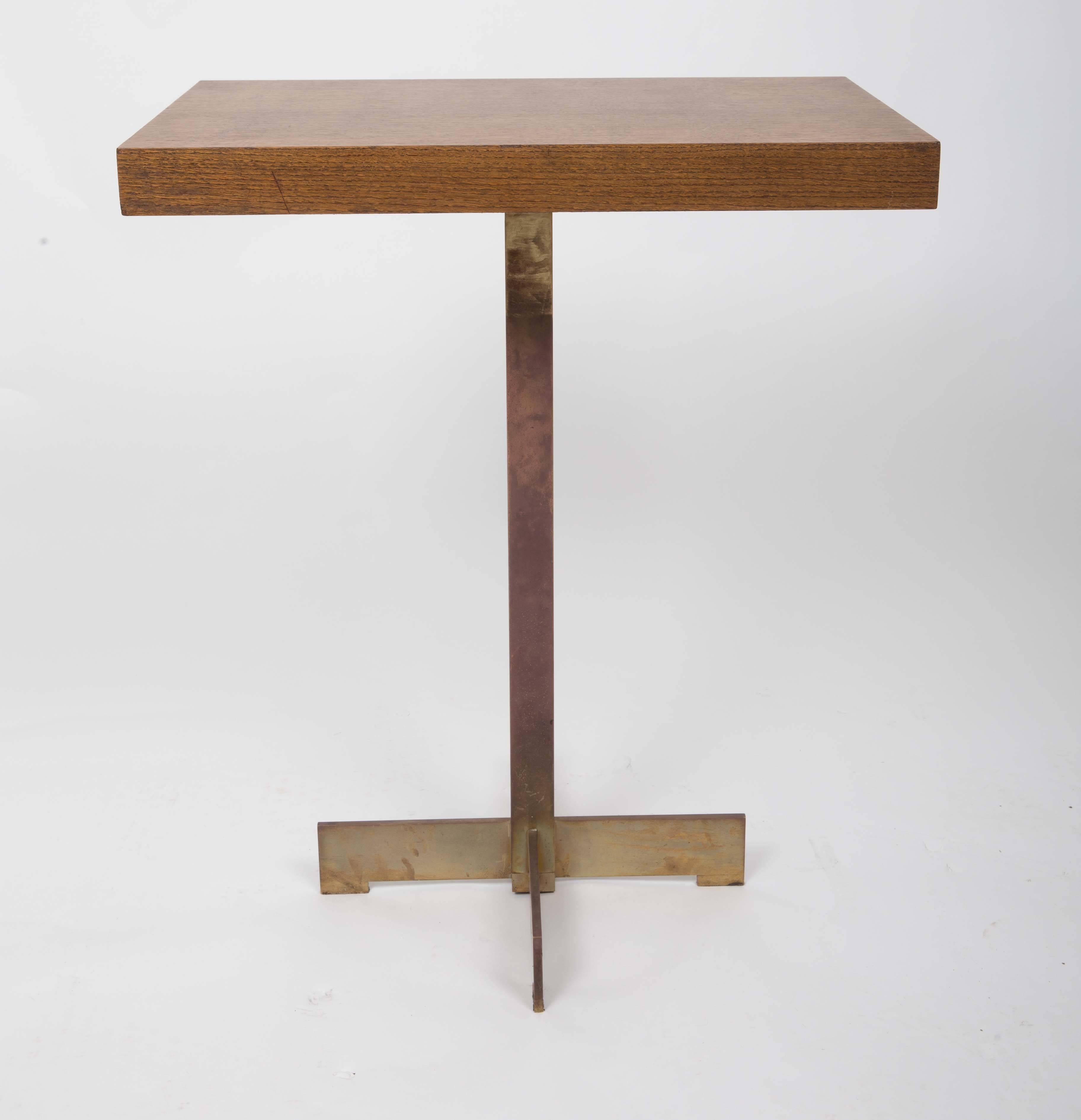Modernist Pedestal Table with Brass Base In Excellent Condition In New York City, NY