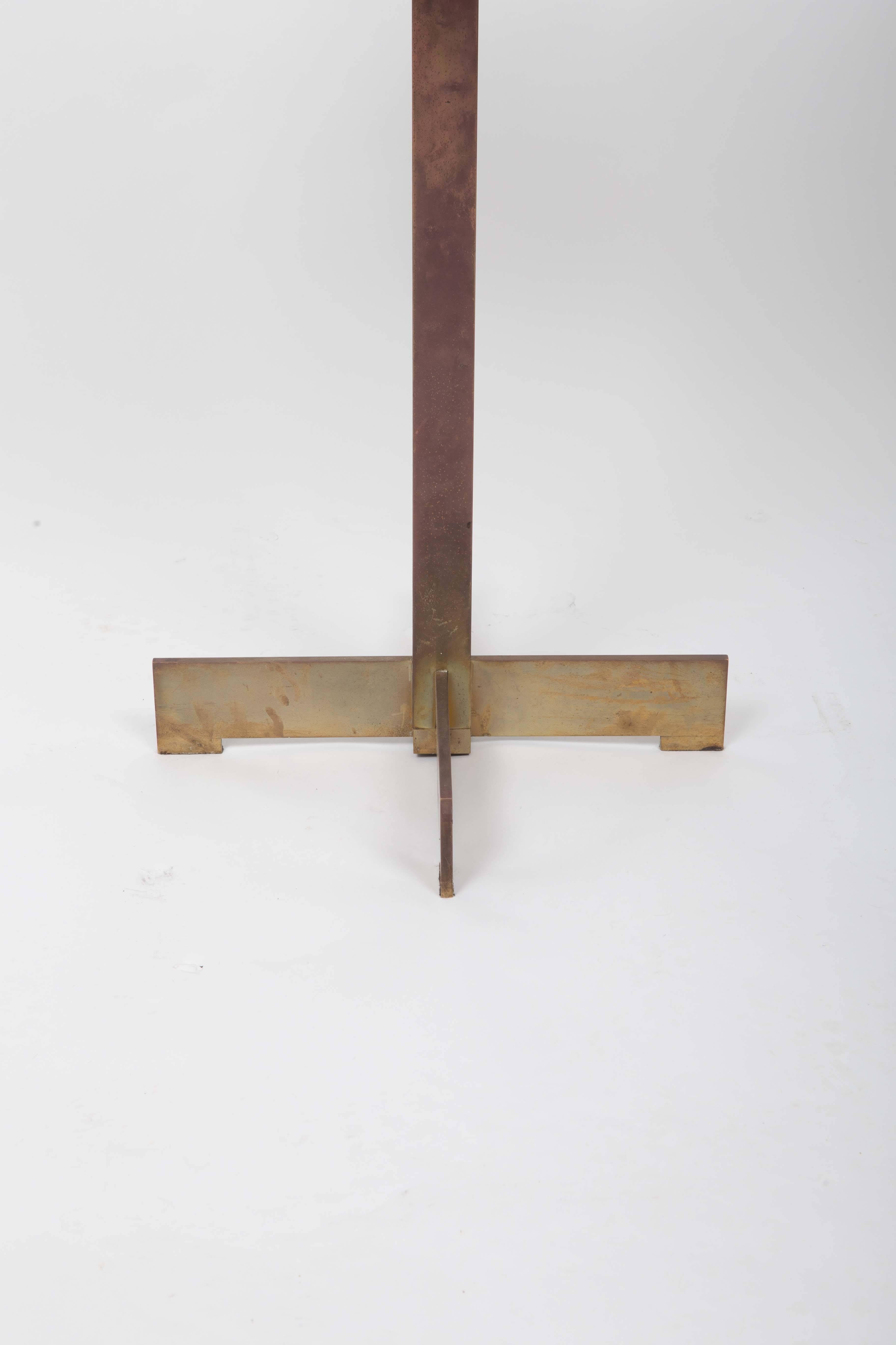 Mid-20th Century Modernist Pedestal Table with Brass Base