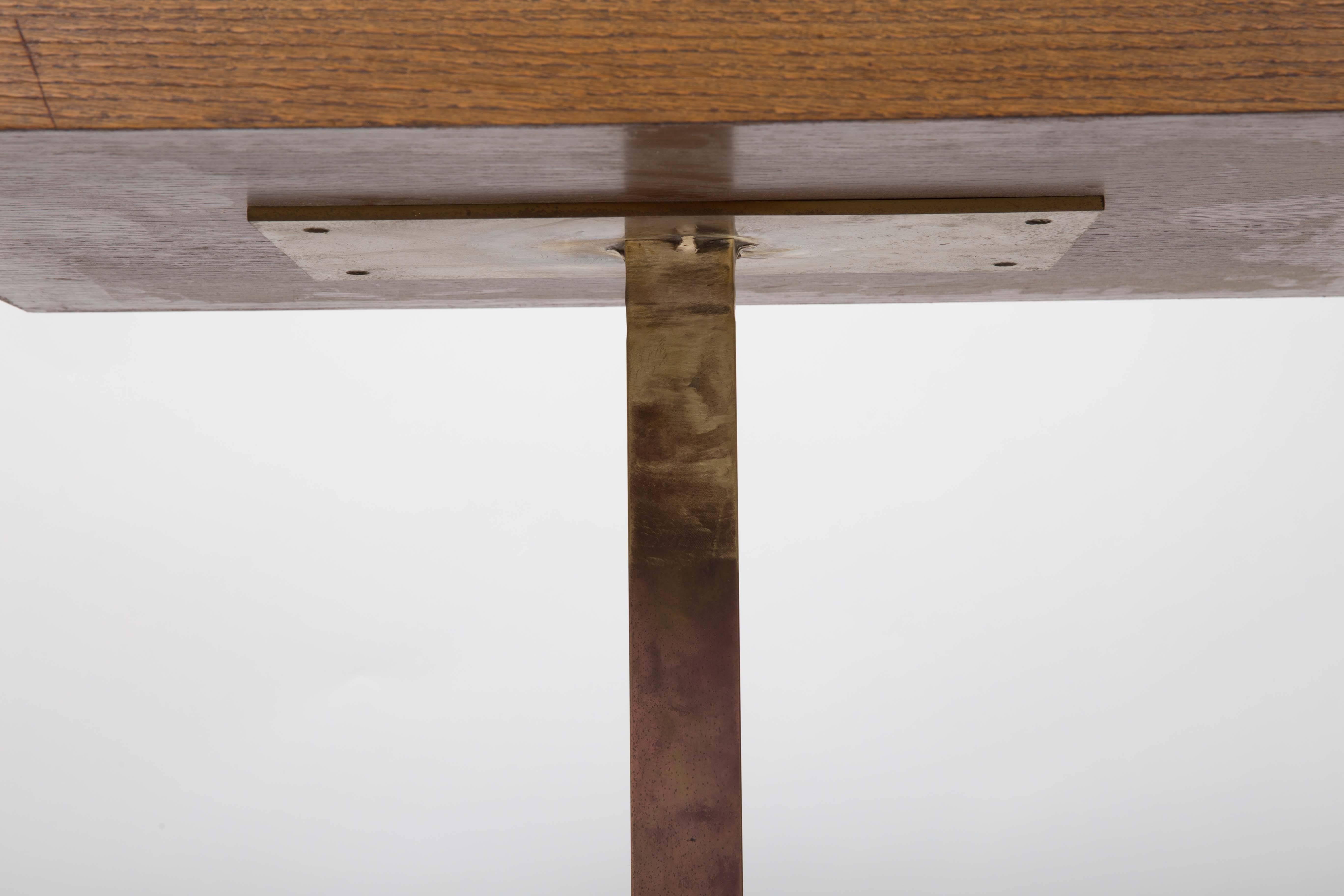 Modernist Pedestal Table with Brass Base 1