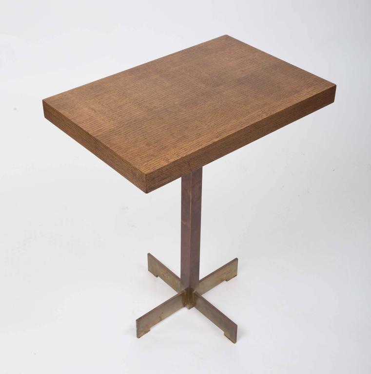 Modernist Pedestal Table with Brass Base at 1stDibs