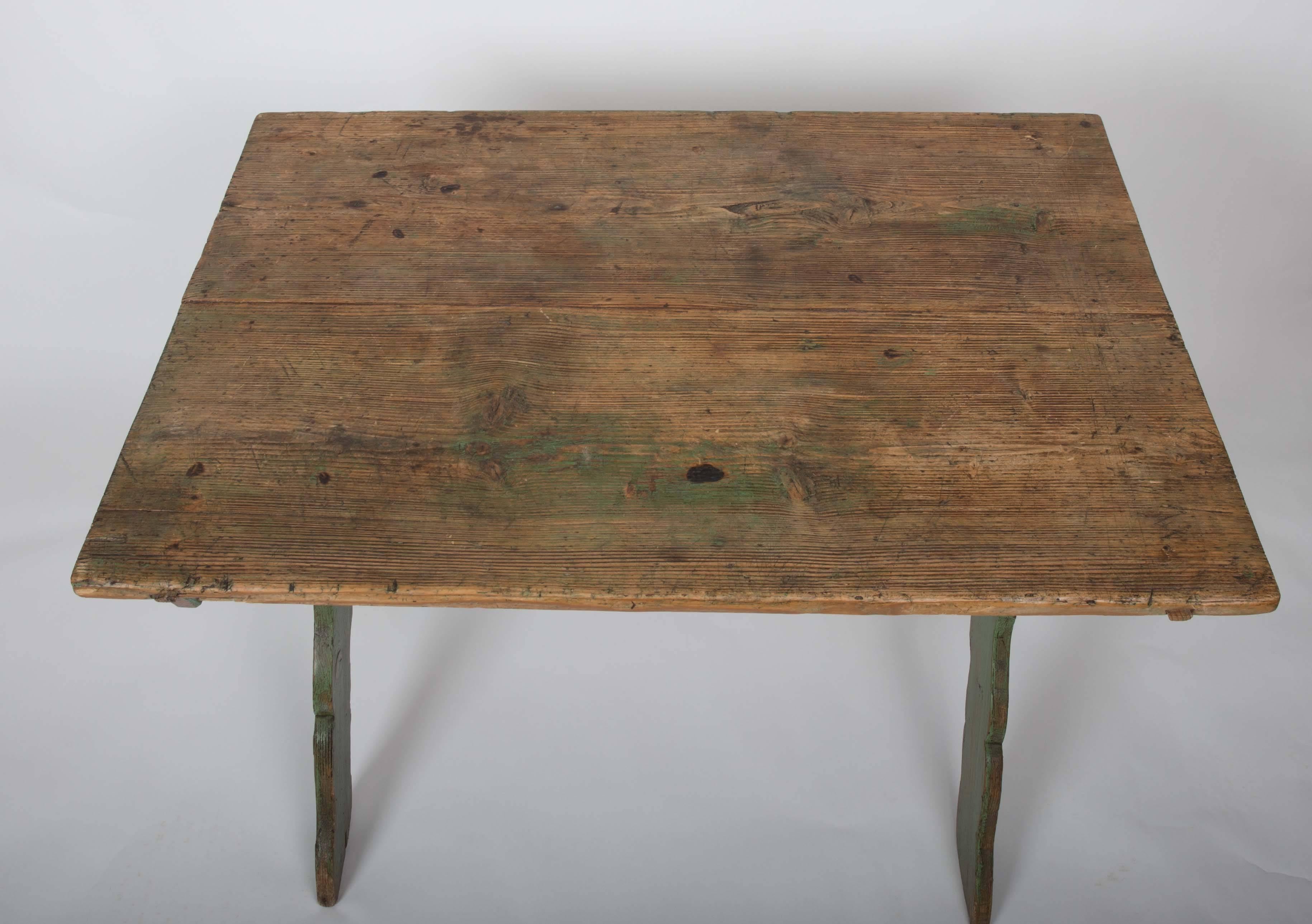 Rustic Farm Table with Painted Wood Base 1