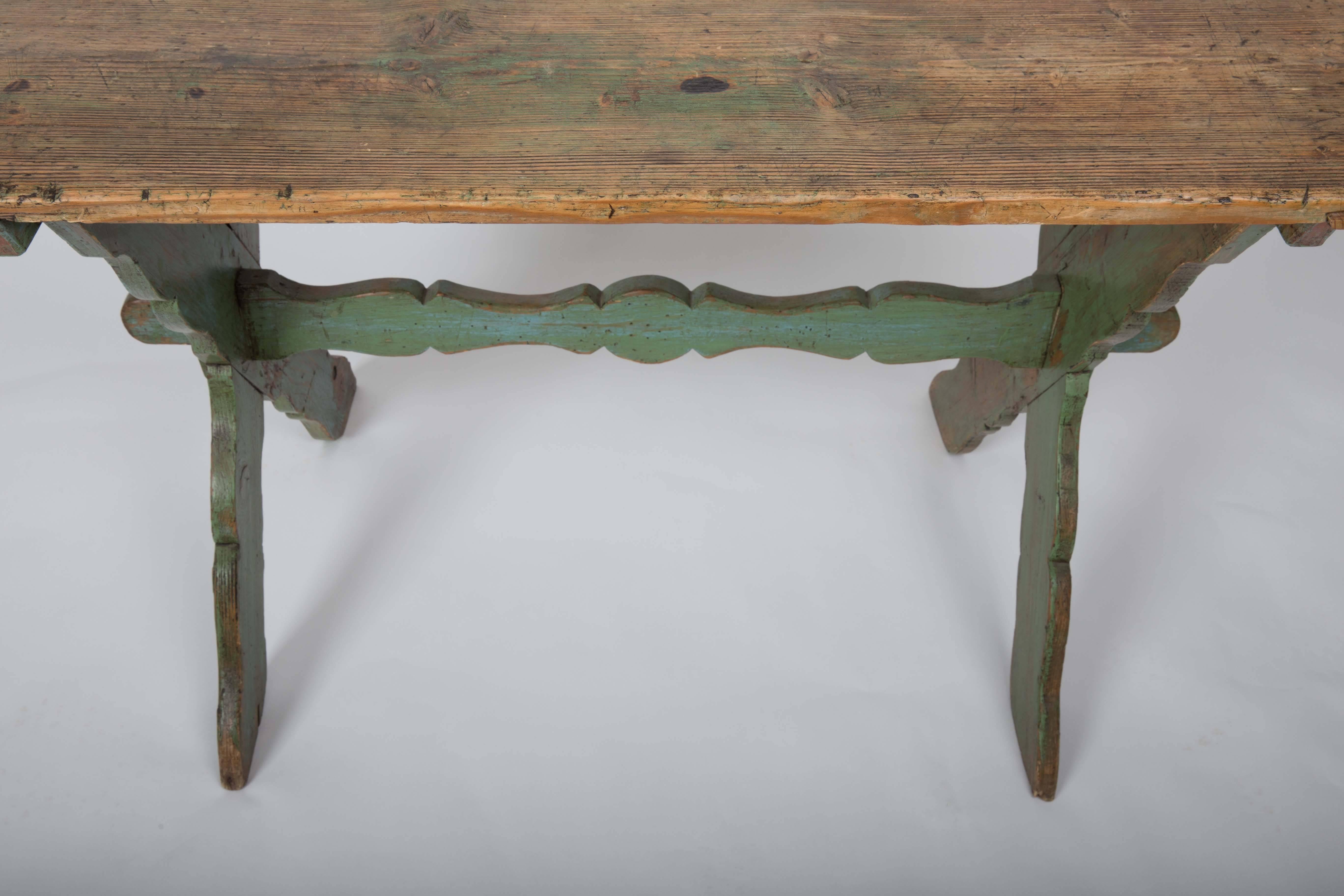 Rustic Farm Table with Painted Wood Base 2