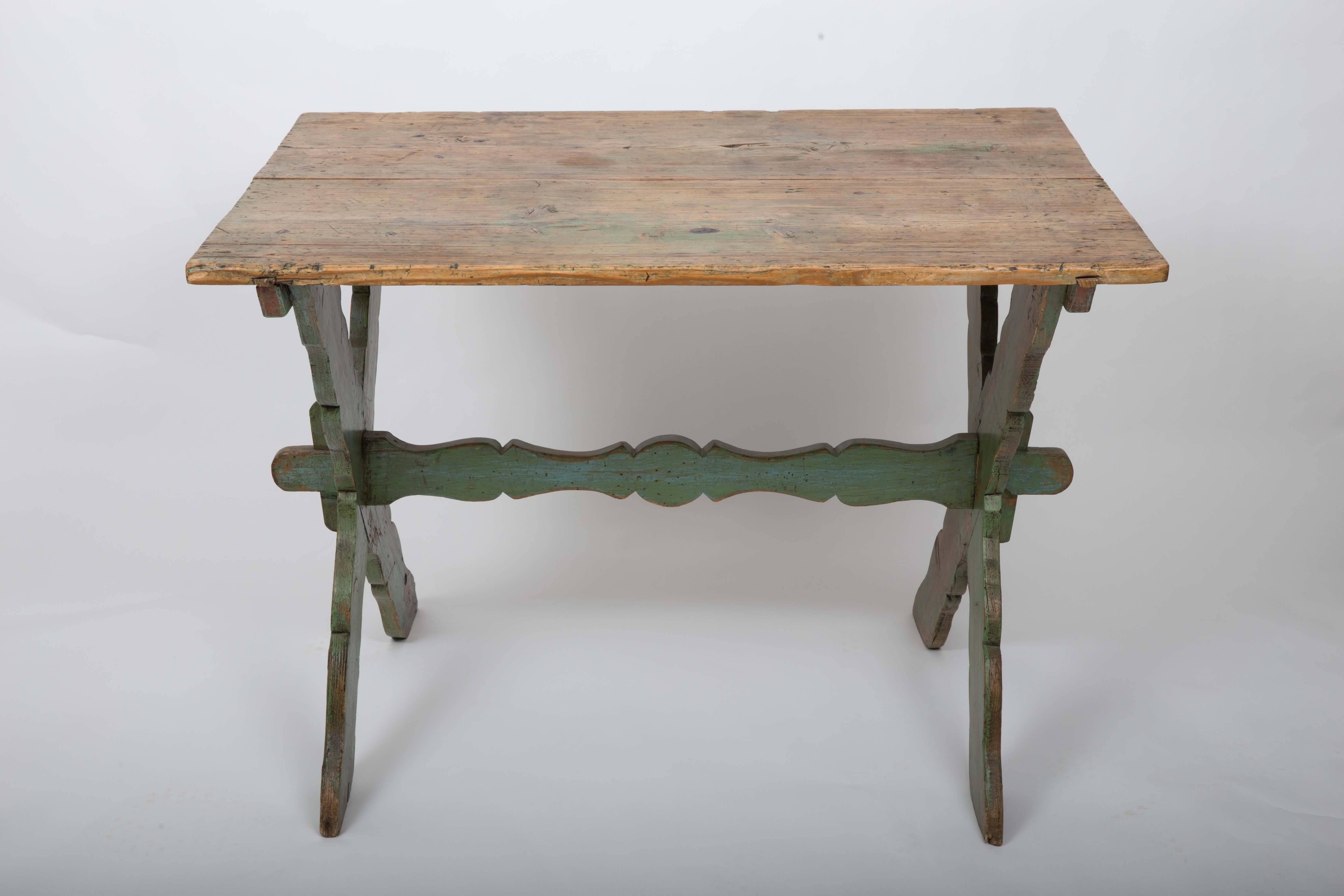 Rustic Farm Table with Painted Wood Base 5