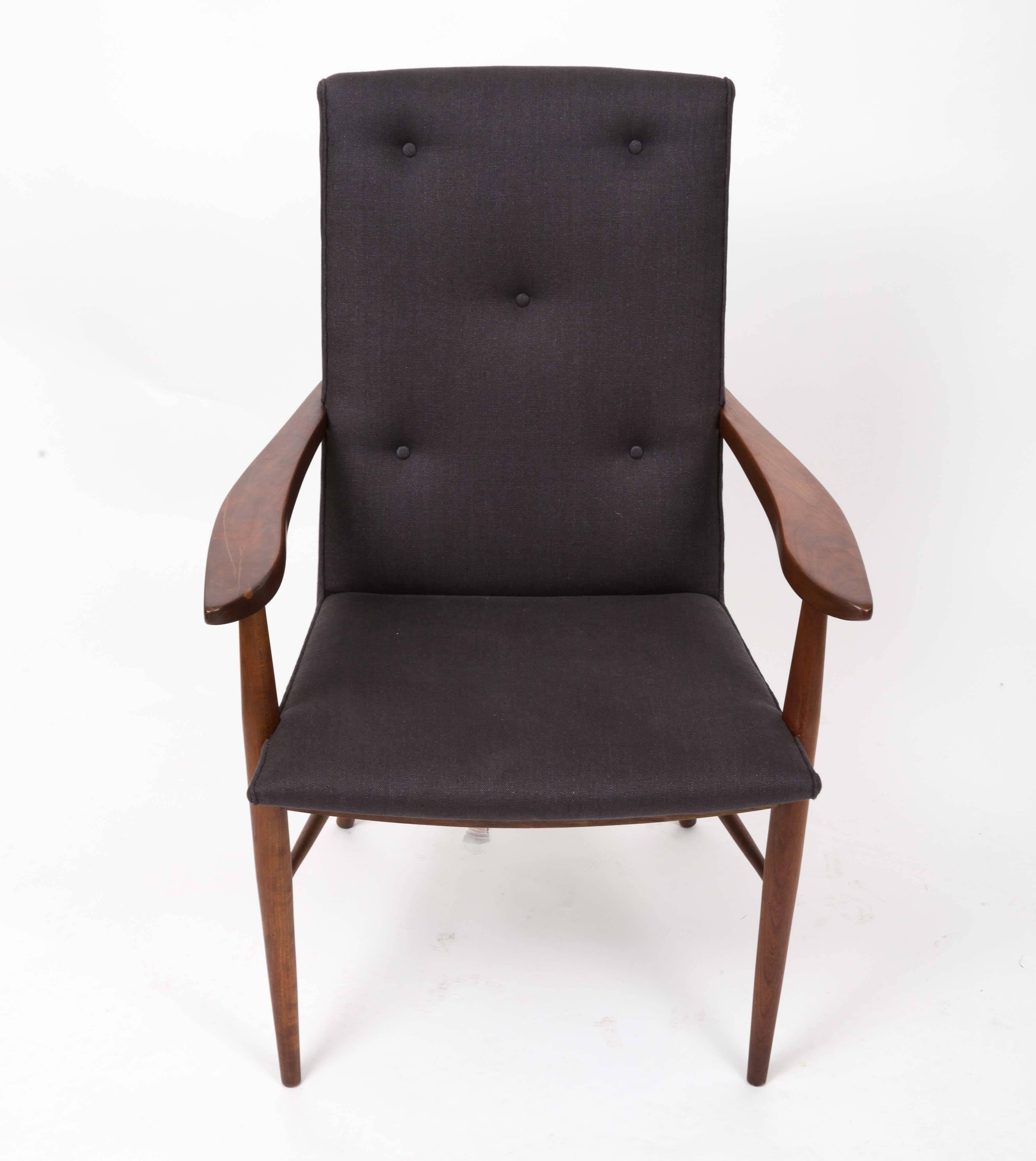 Newly upholstered George Nakashima dining chair for Widdicomb.