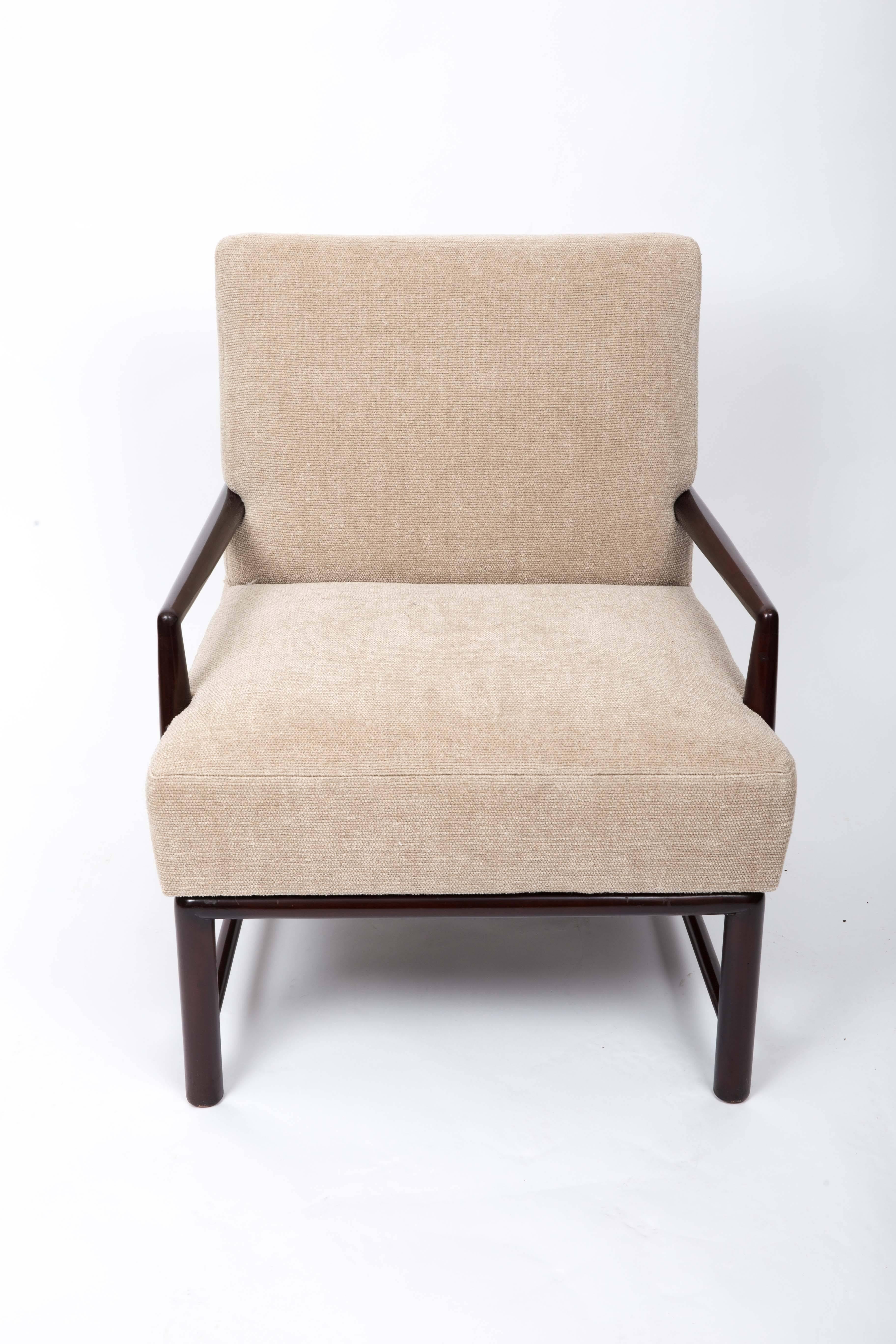 T.H. Robsjohn-Gibbings Upholstered Armchair and Ottoman 1