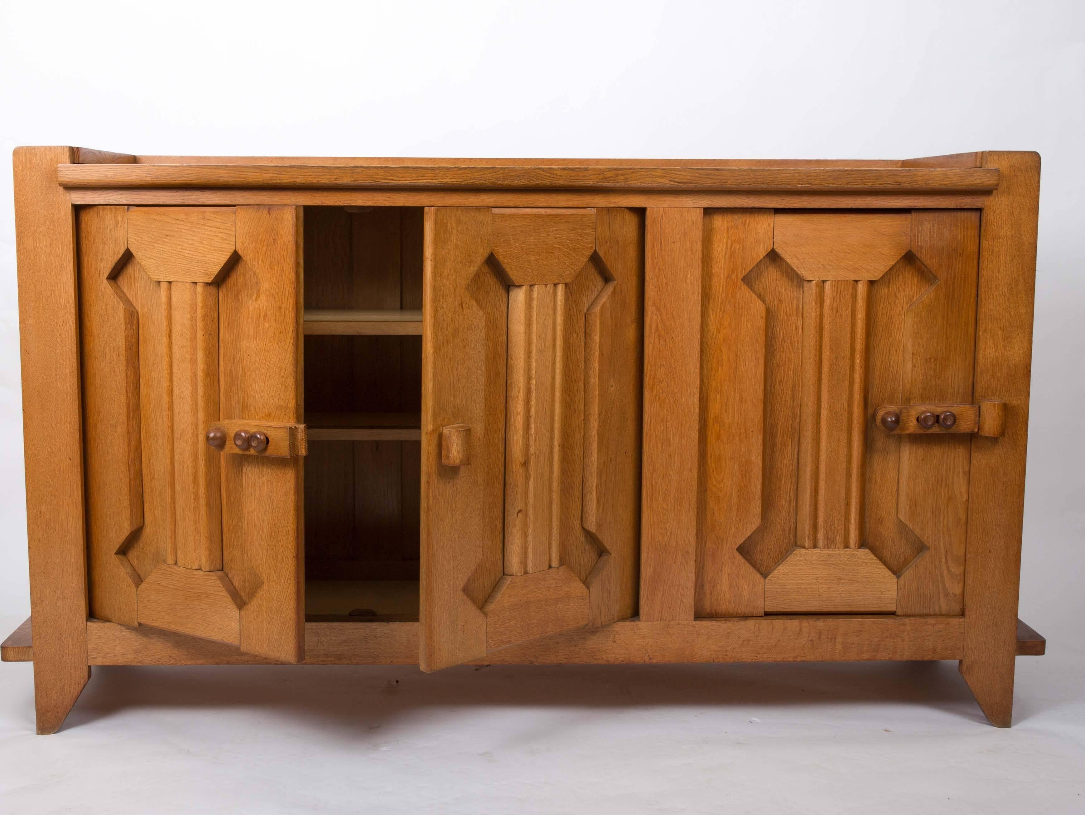 French Guillerme et Chambron Waxed Oak Credenza