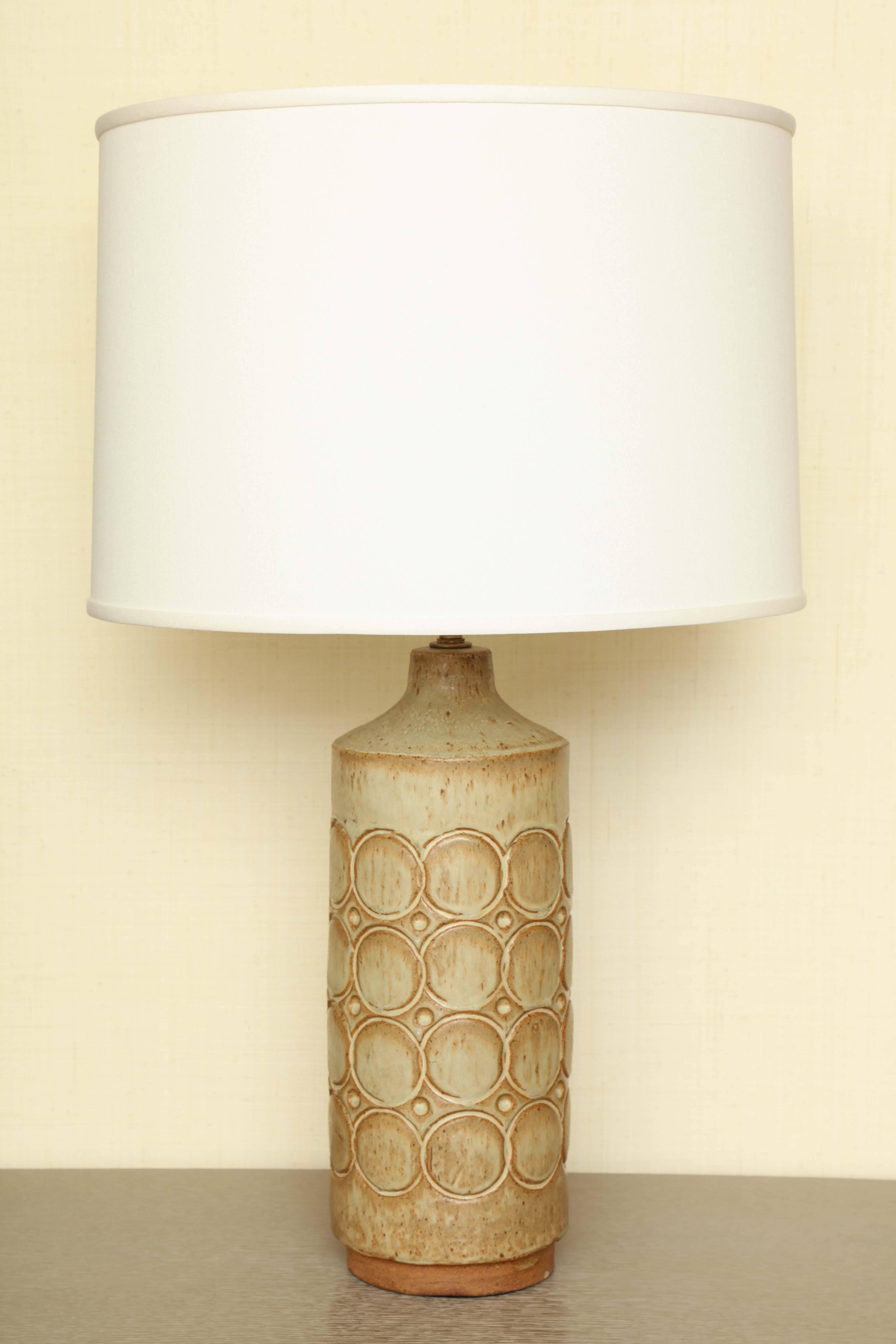 Ceramic Glazed Lamp with Circular Design, circa 1960 For Sale