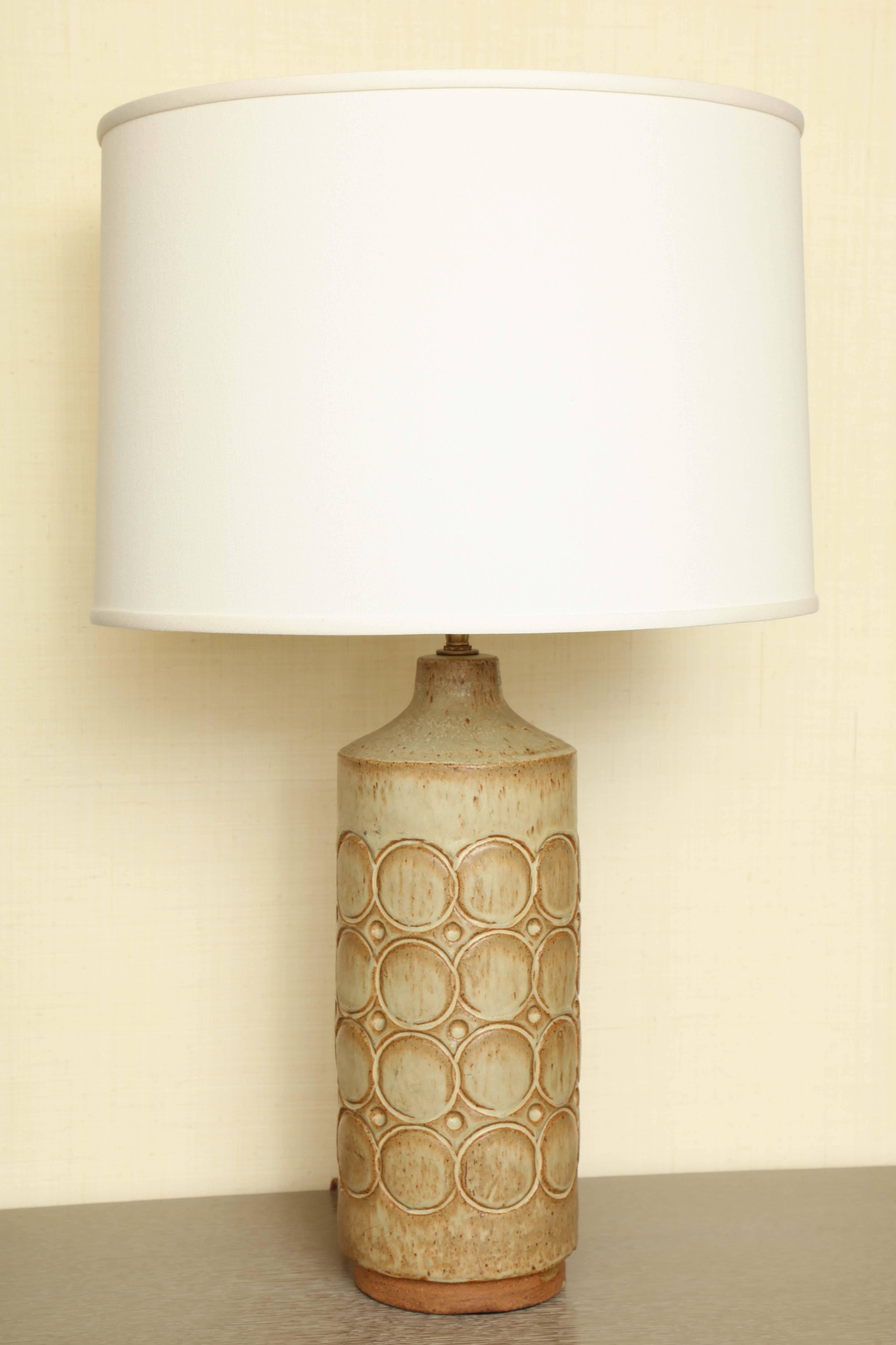 Glazed Lamp with Circular Design, circa 1960 For Sale 1