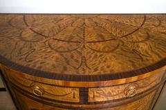 Pair of Adams Style Demilune Cabinet Commodes With All Around Inlays Of Flowers