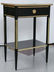 Pair of Hollywood Regency Ebonized Nightstands, End Tables