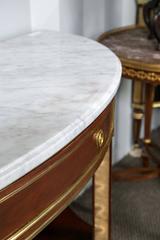 Pair of Marble-Top Demi Lune Console Table by Jansen