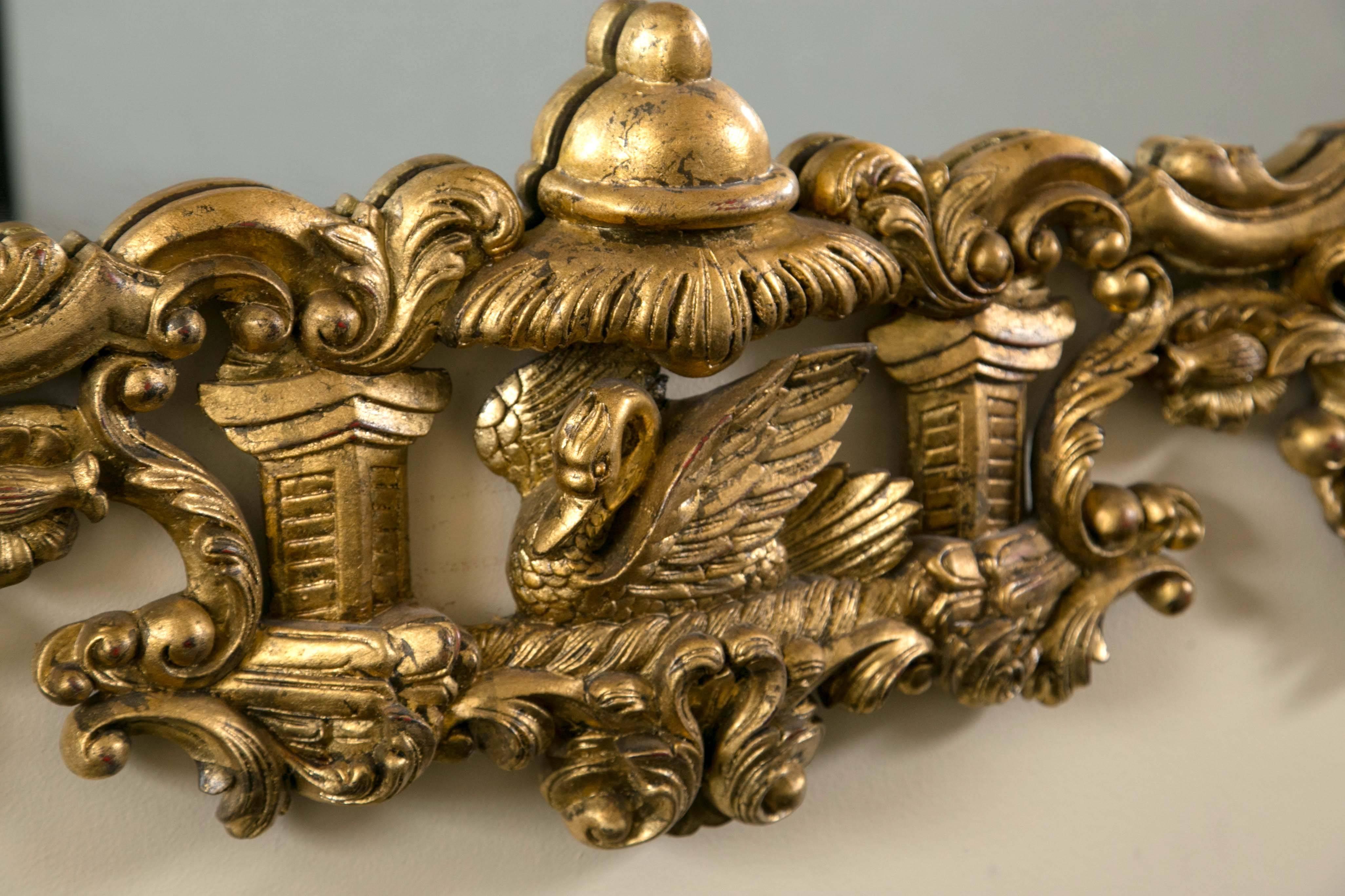 Italian Pair of Monumental Gilt Gold Carved Chippendale Style Wall or Console Mirrors