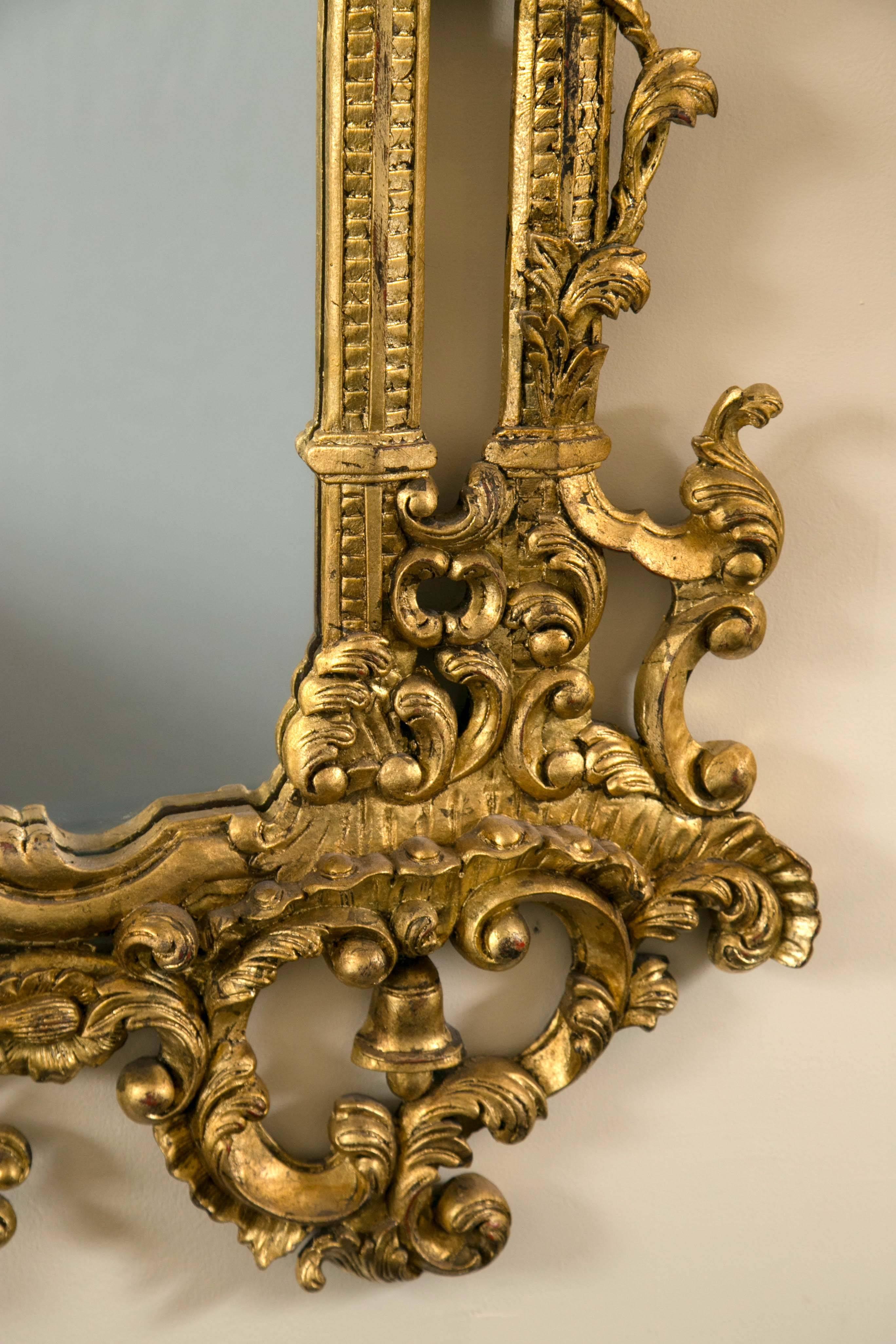 Pair of Monumental Gilt Gold Carved Chippendale Style Wall or Console Mirrors 3