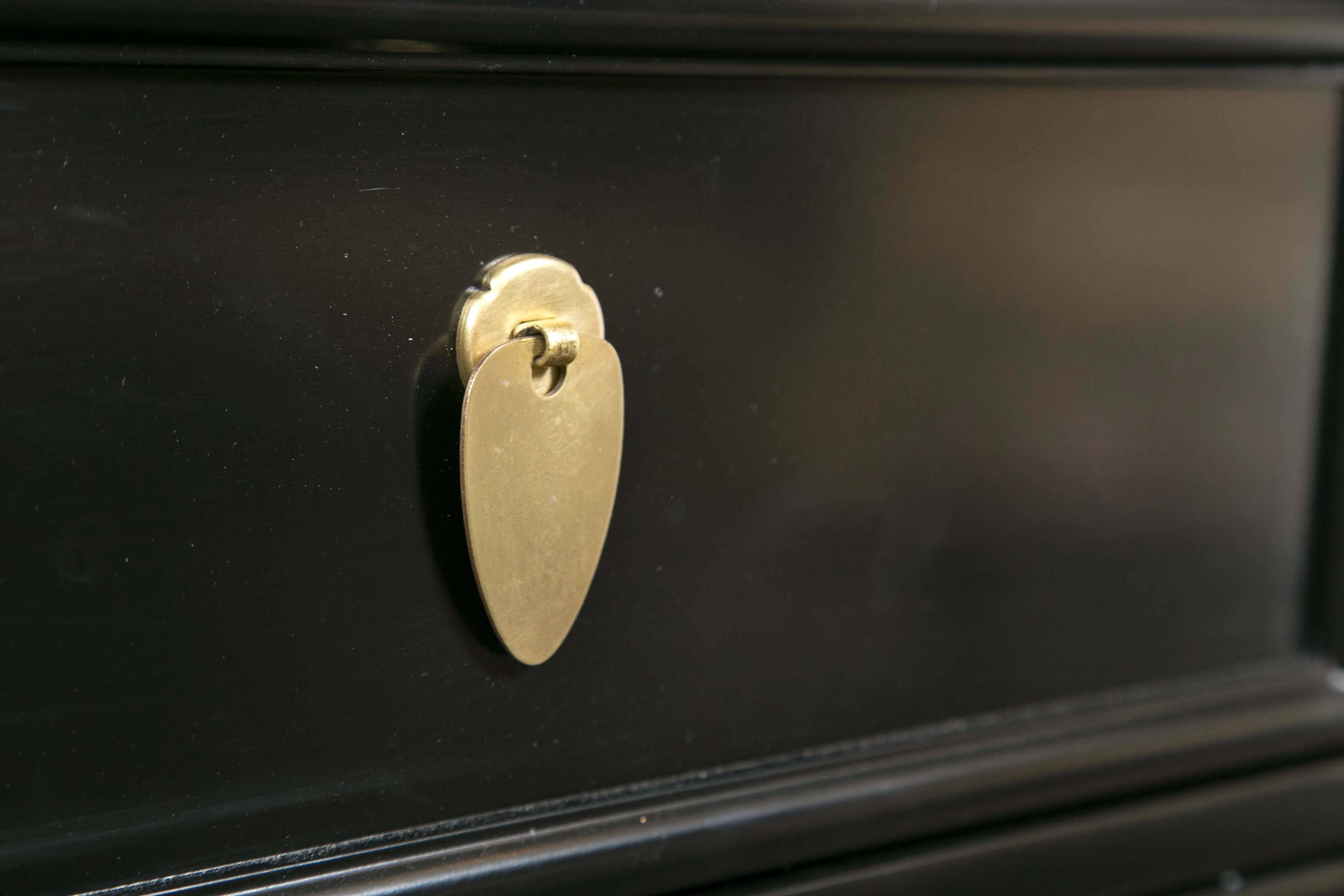 Mid-19th Century Pair of Kent Coffey Ebonized Chests Commodes