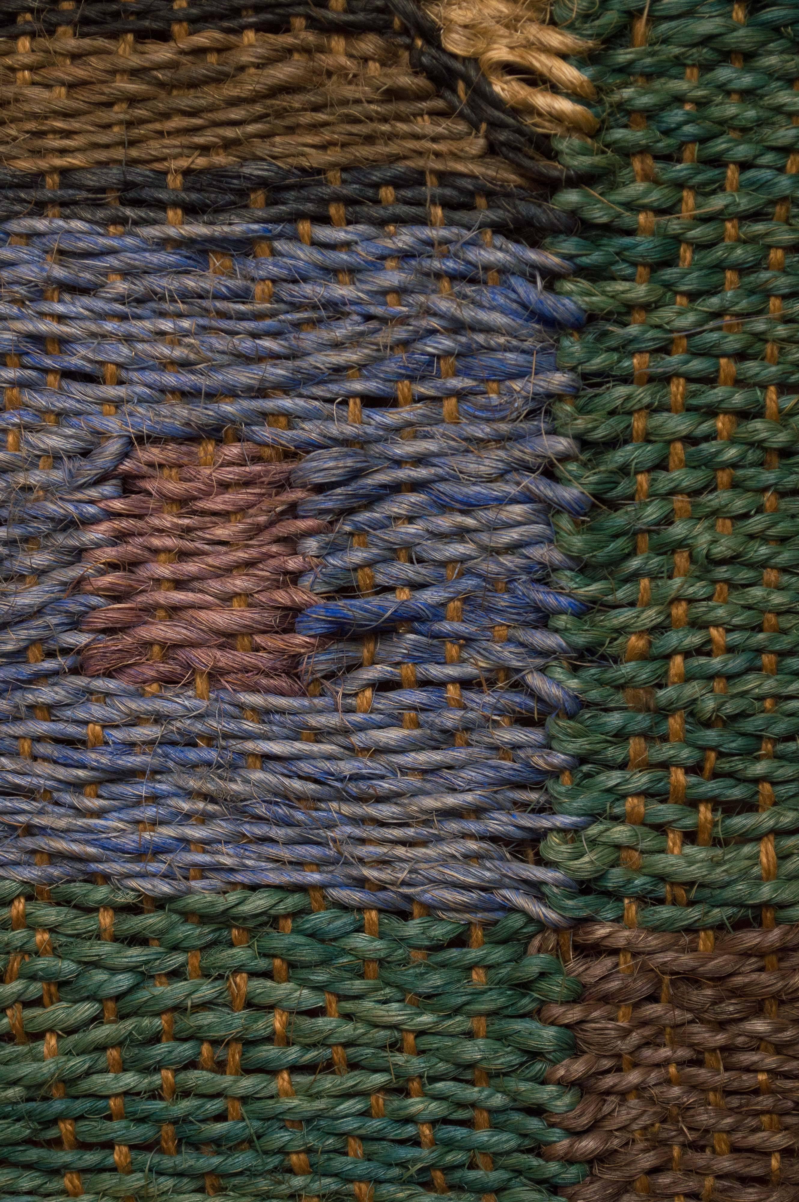 Framed Hand-Loomed Jute Weaving, circa 1970 For Sale 1