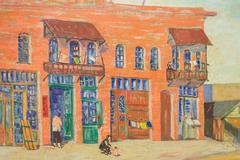 20h Century Los Angeles Oil // Chinaton Canvas Painting by R. Platt, circa 1930s