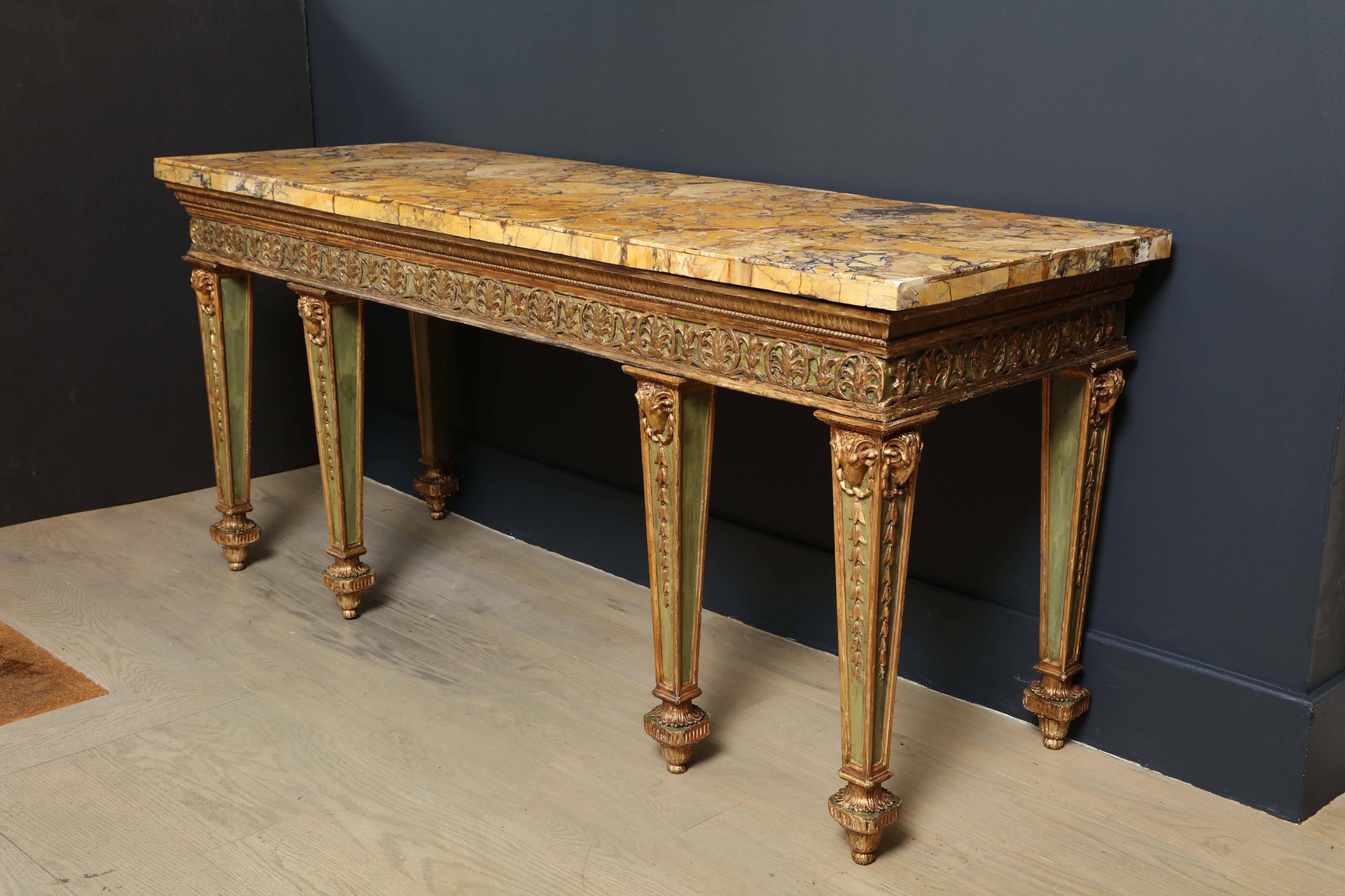 Italian 18th Century Sienna Marble Veneered Top Supported by Adam Style Base For Sale