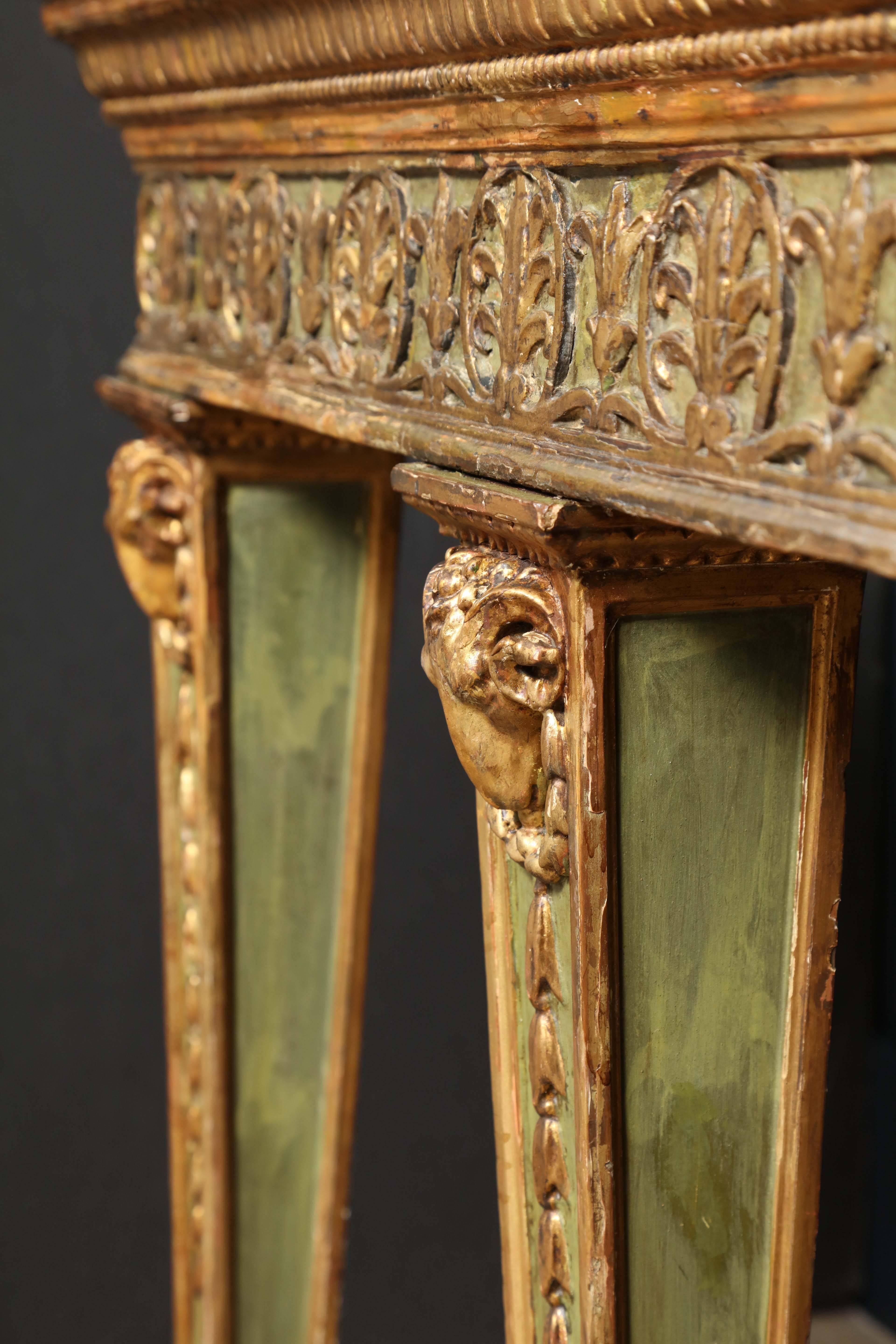 Giltwood 18th Century Sienna Marble Veneered Top Supported by Adam Style Base For Sale