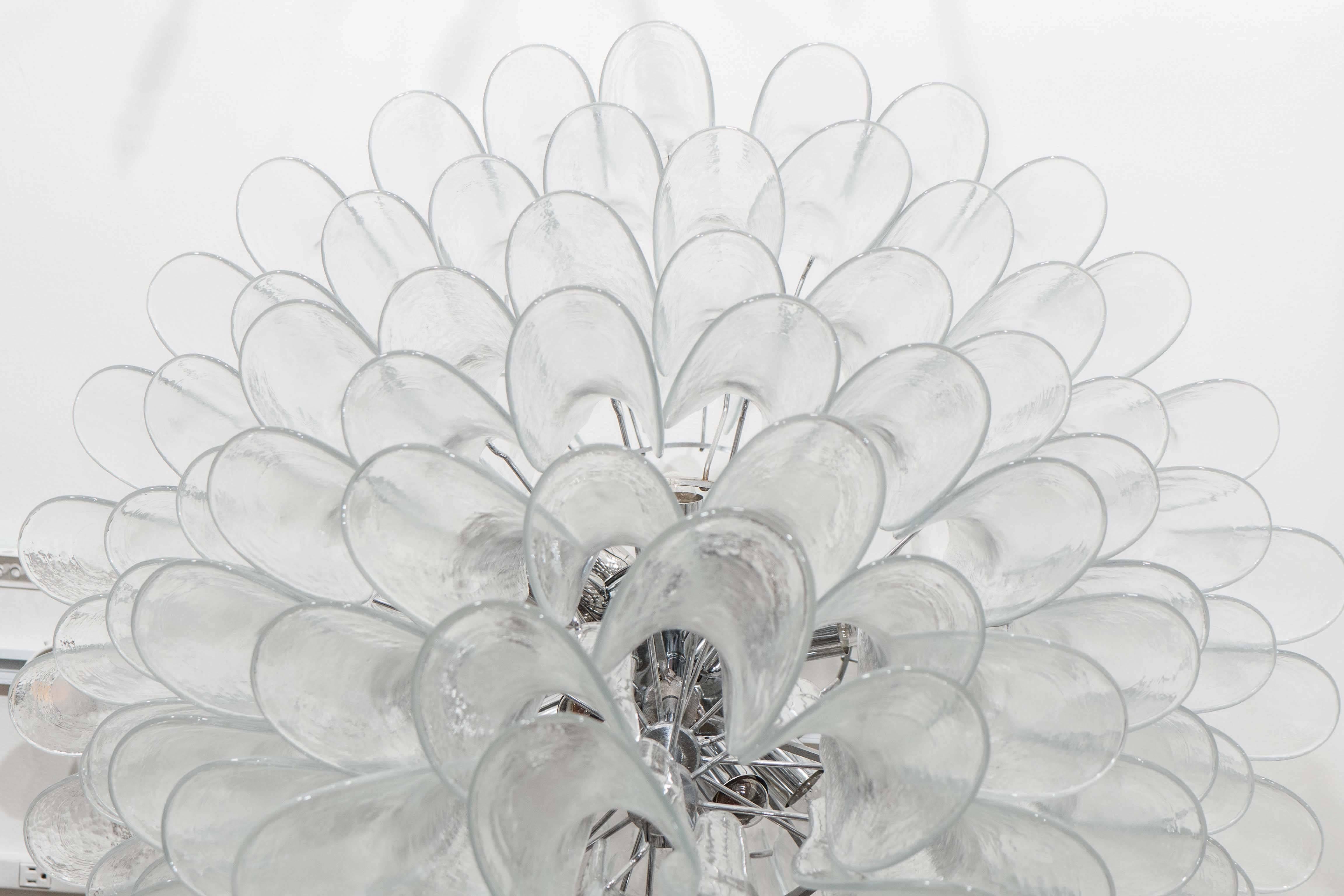 Multilayer Nickel Chandelier with Petal Form Glass Elements 1