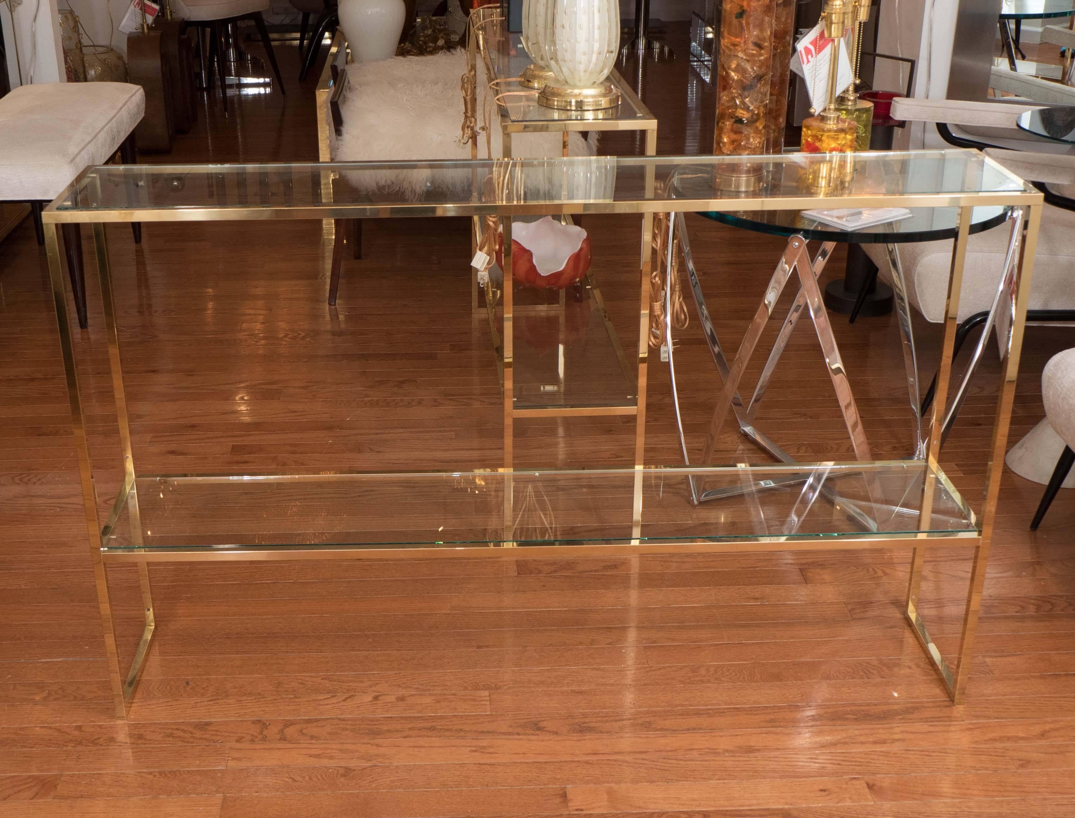 Italian Two-Tier Brass Console Table