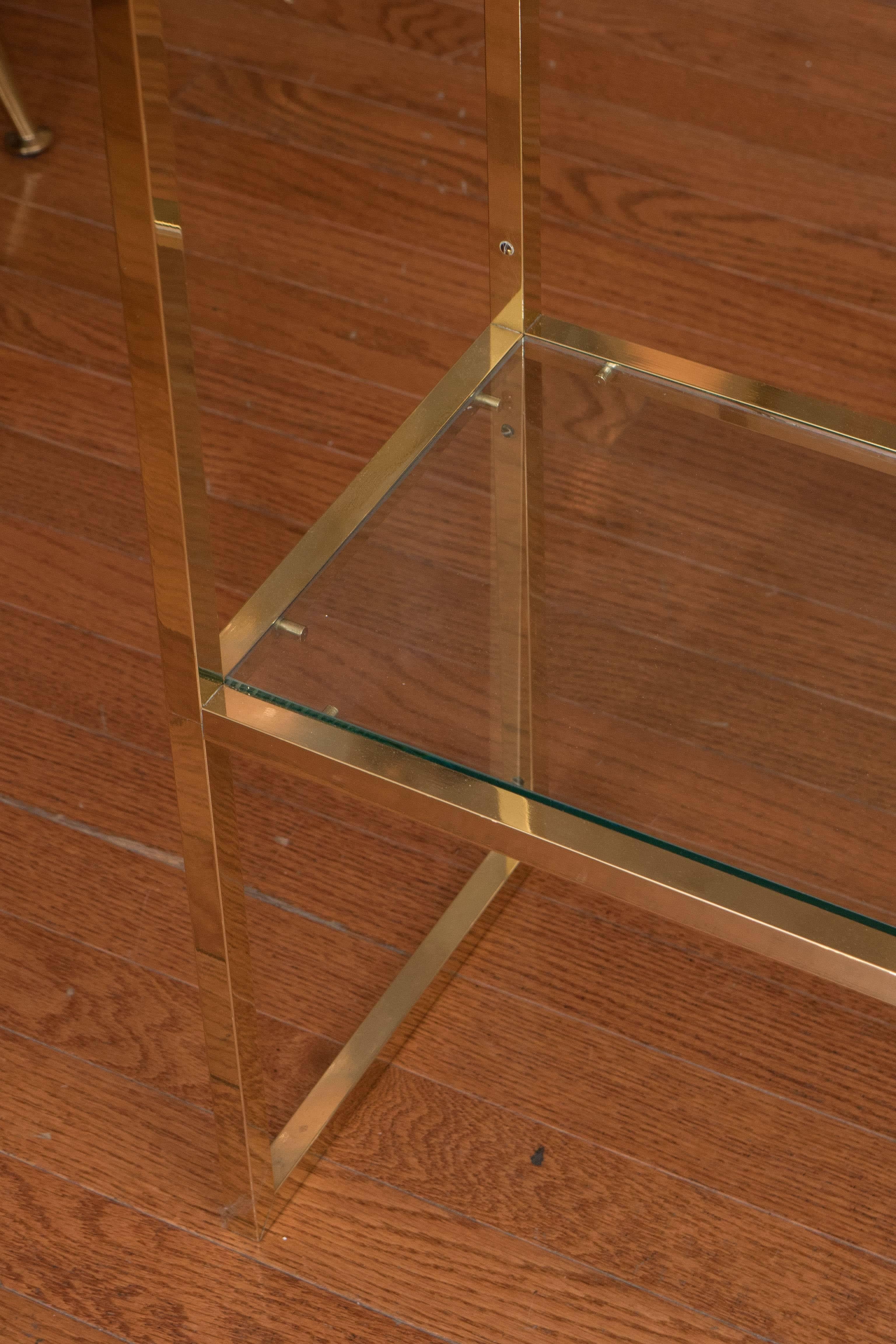 Two-Tier Brass Console Table In Good Condition In New York, NY