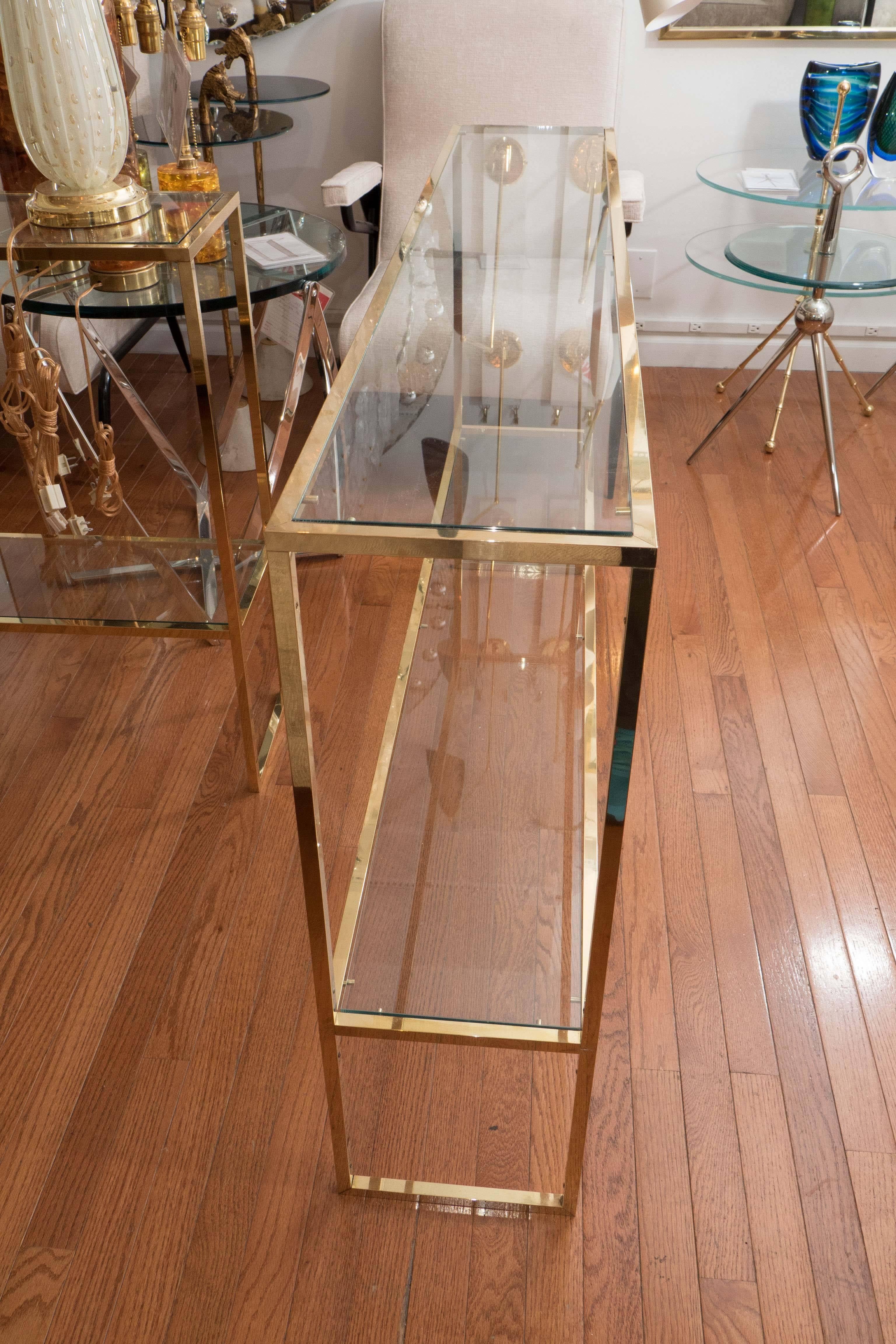 Late 20th Century Two-Tier Brass Console Table