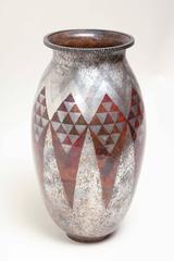 Claudius Linossier French Art Deco Copper & Silver Dinanderie Vase
