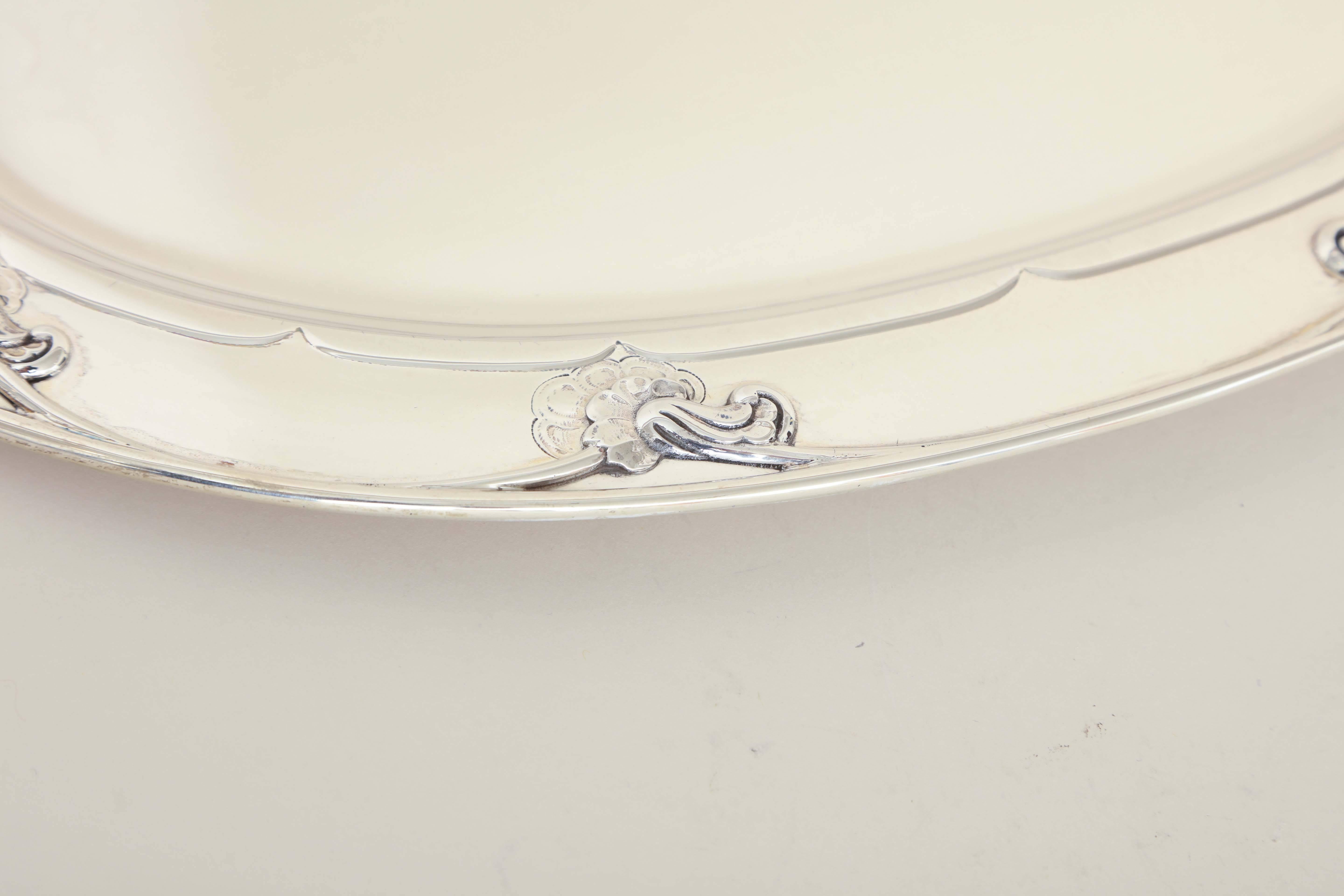 Georg Jensen Danish Sterling Silver Tray in Blossom Pattern #230 D In Excellent Condition In New York, NY