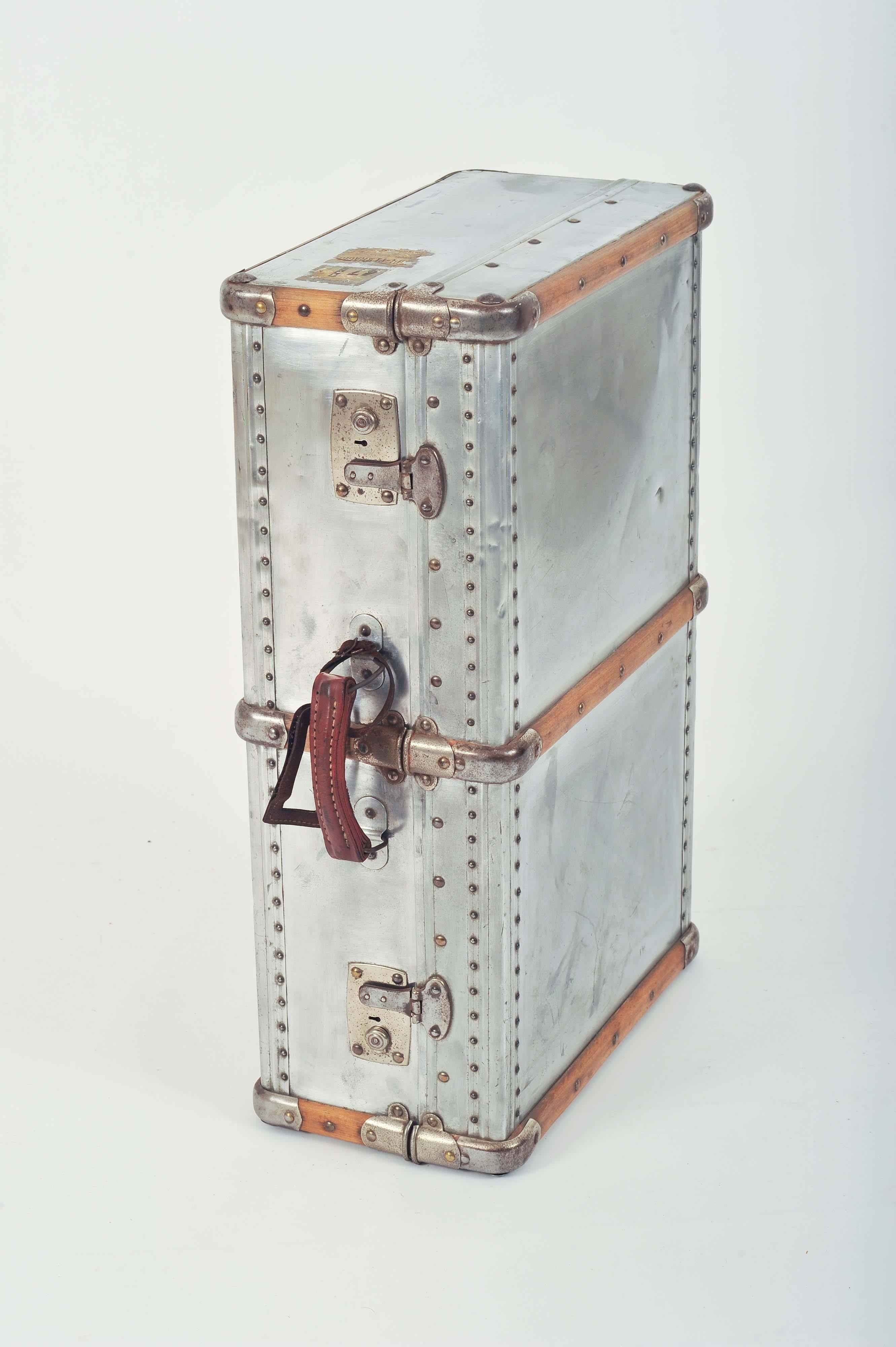 Aluminum and Wood 1950s Suitcase 2
