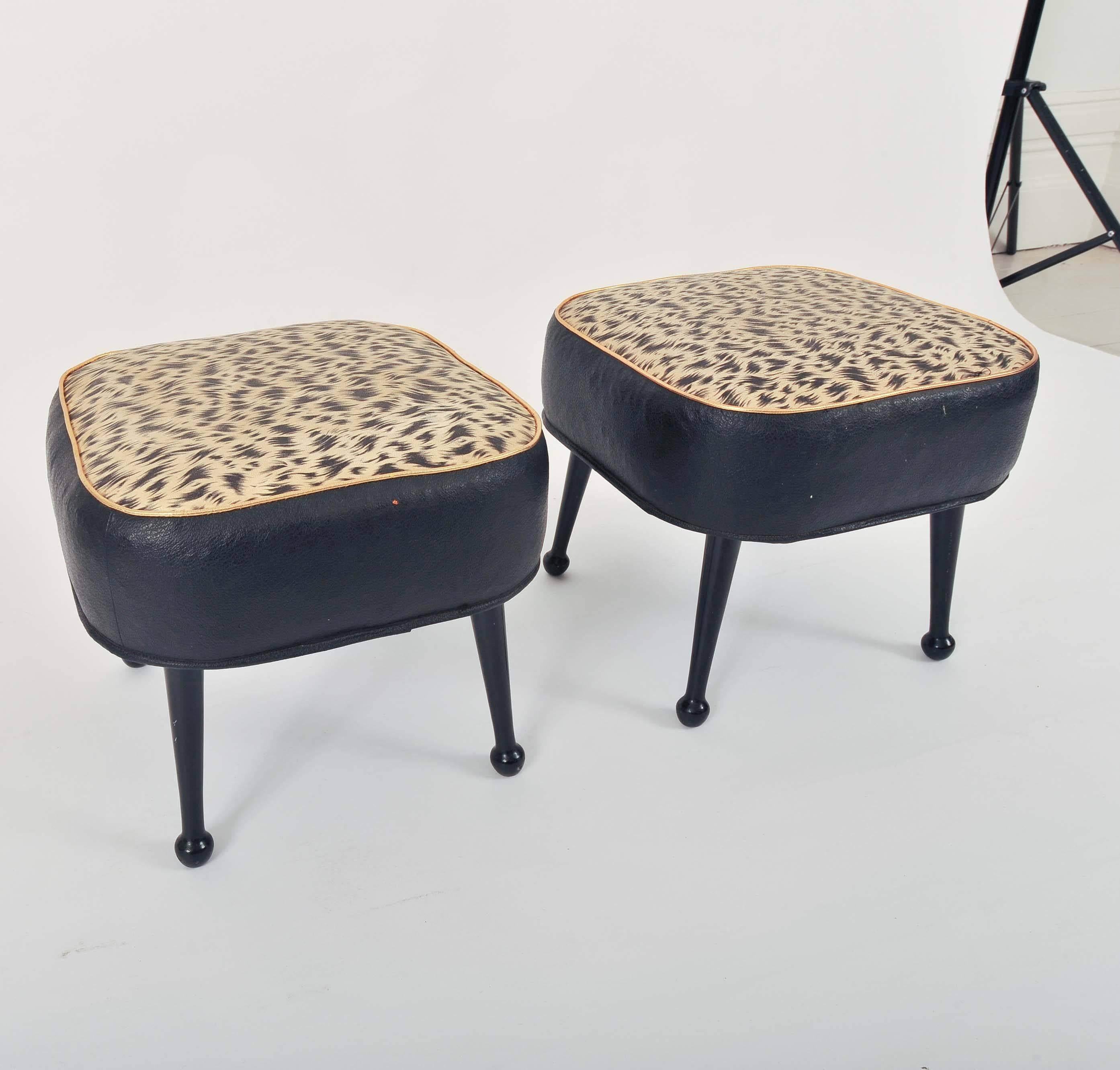 An unusual pair of 1950s faux leather stools.