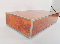 Burr Walnut and Steel, 1970s Italian Coffee Table