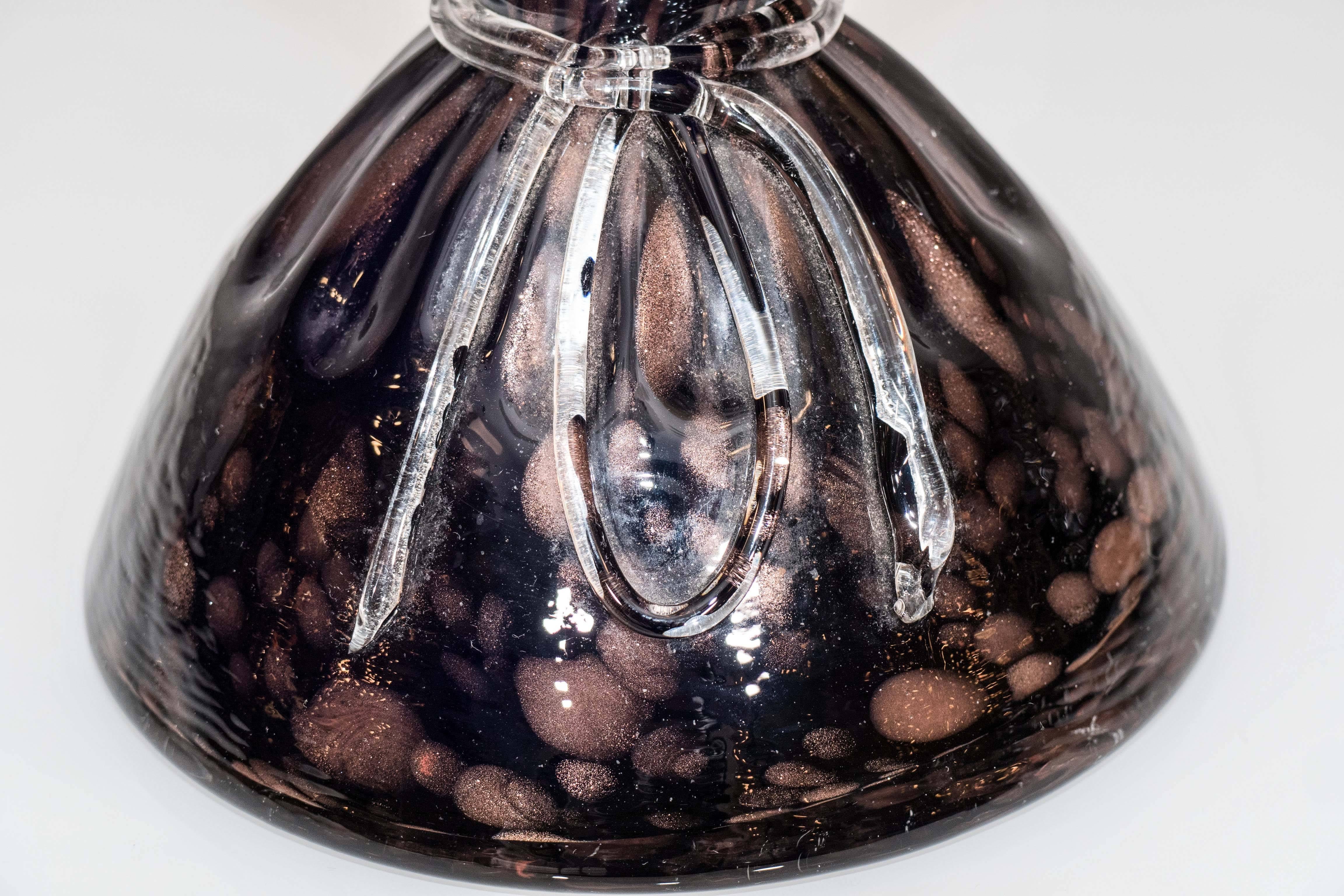 Mid-20th Century Black and Bronze Murano Glass Vase For Sale
