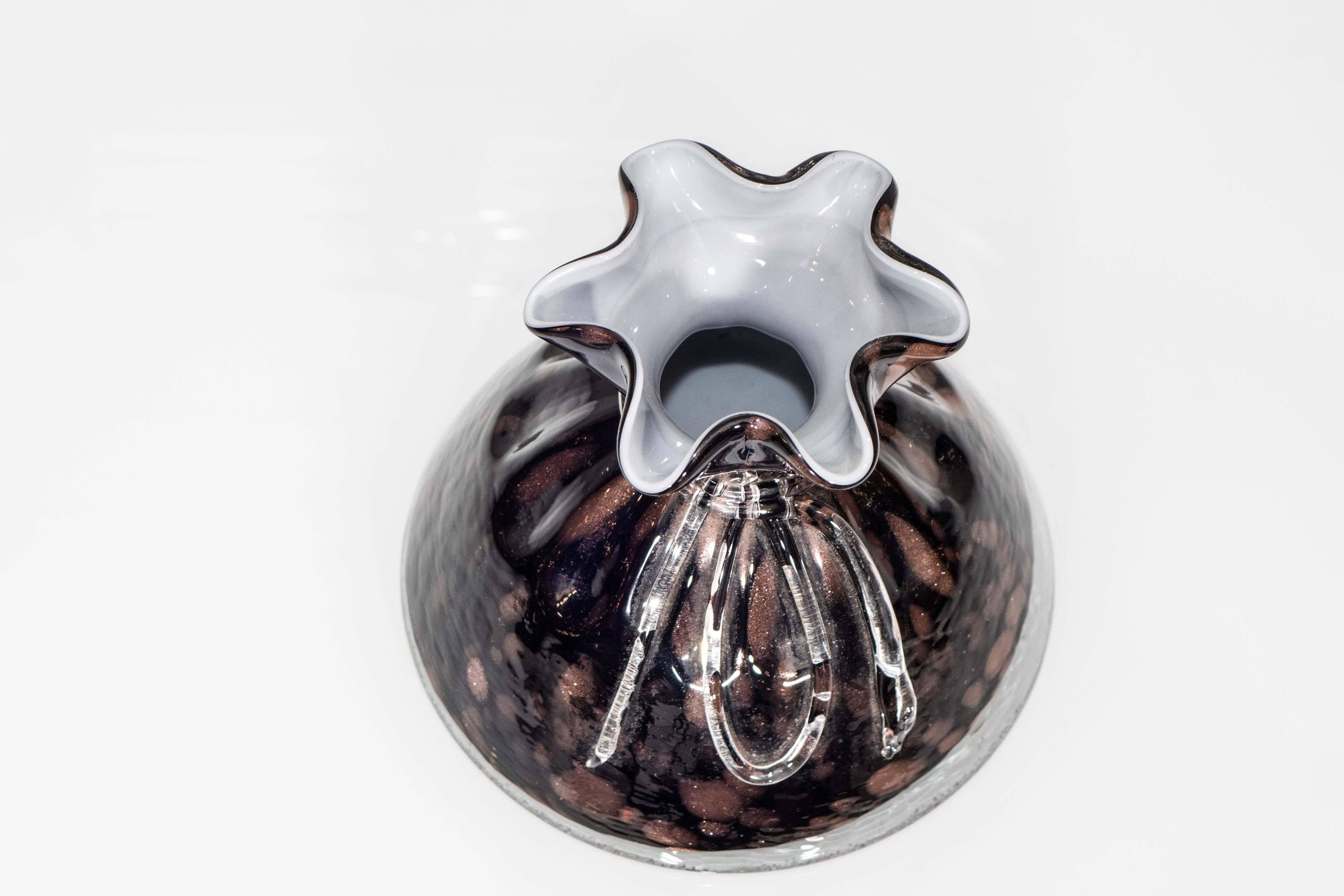 Italian Black and Bronze Murano Glass Vase For Sale