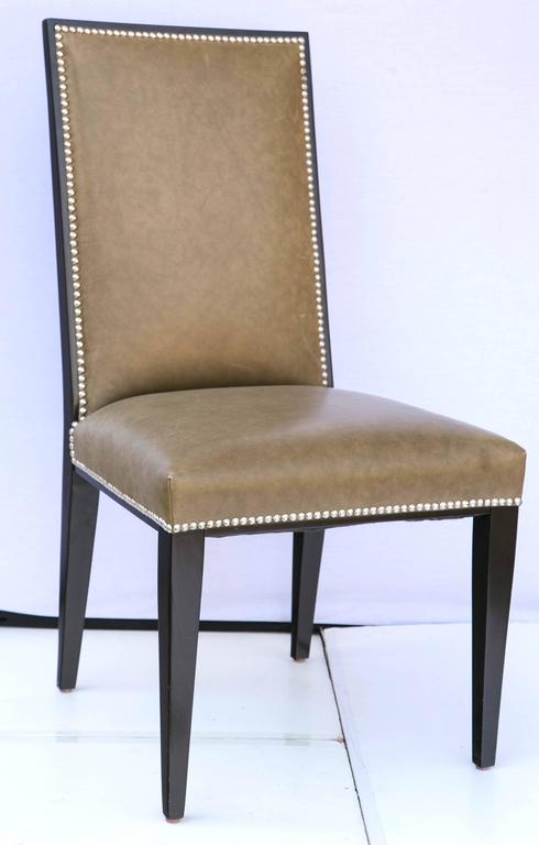 Set Of Eight Modern Taupe Green Leather Dining Chair Style Ralph American Set Of Eight Modern Taupe Green Leather Dining Chair Style Ralph Lauren For