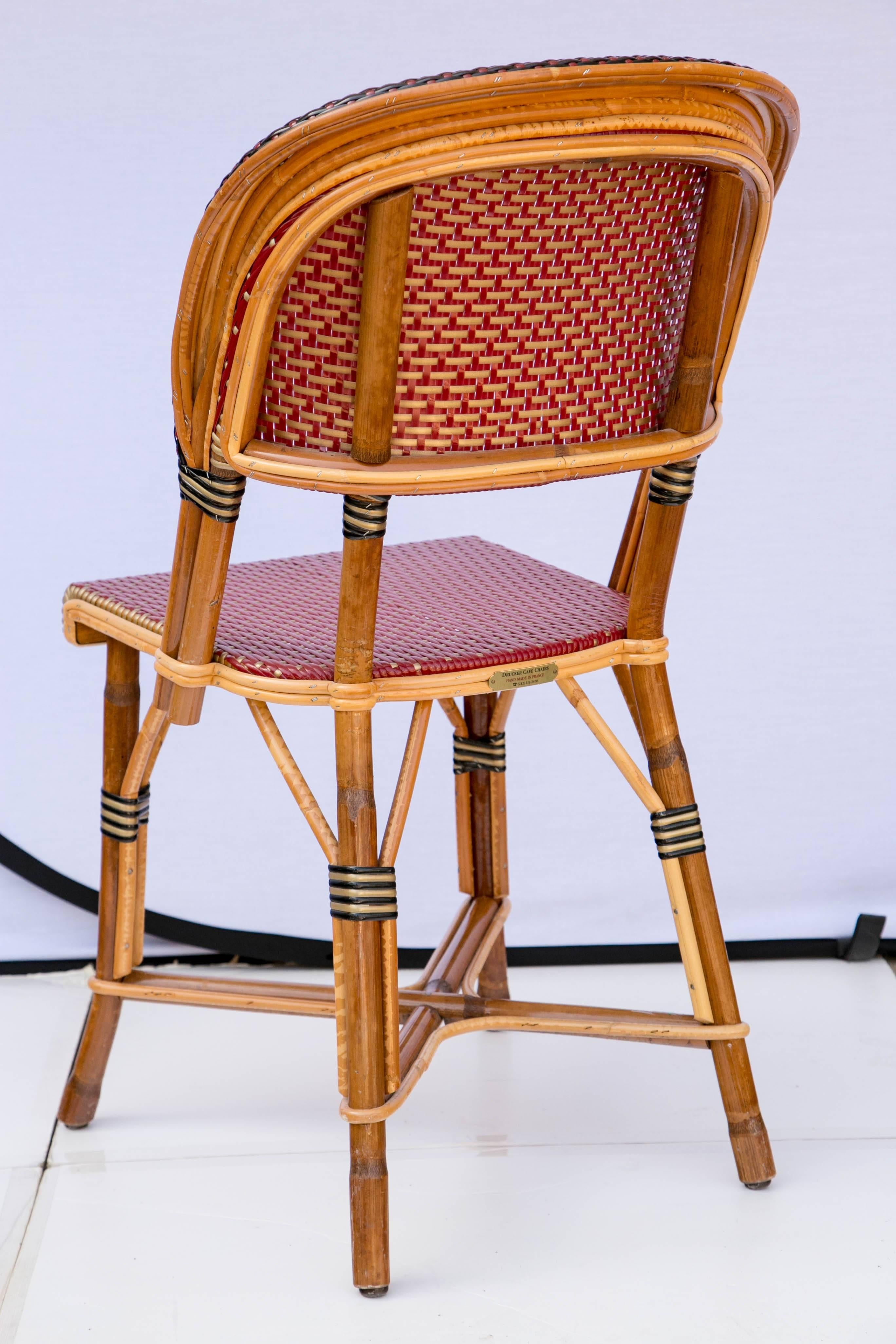 French Fantastic Set of Four Maison Drucker Bastille Bamboo Bistro Chairs