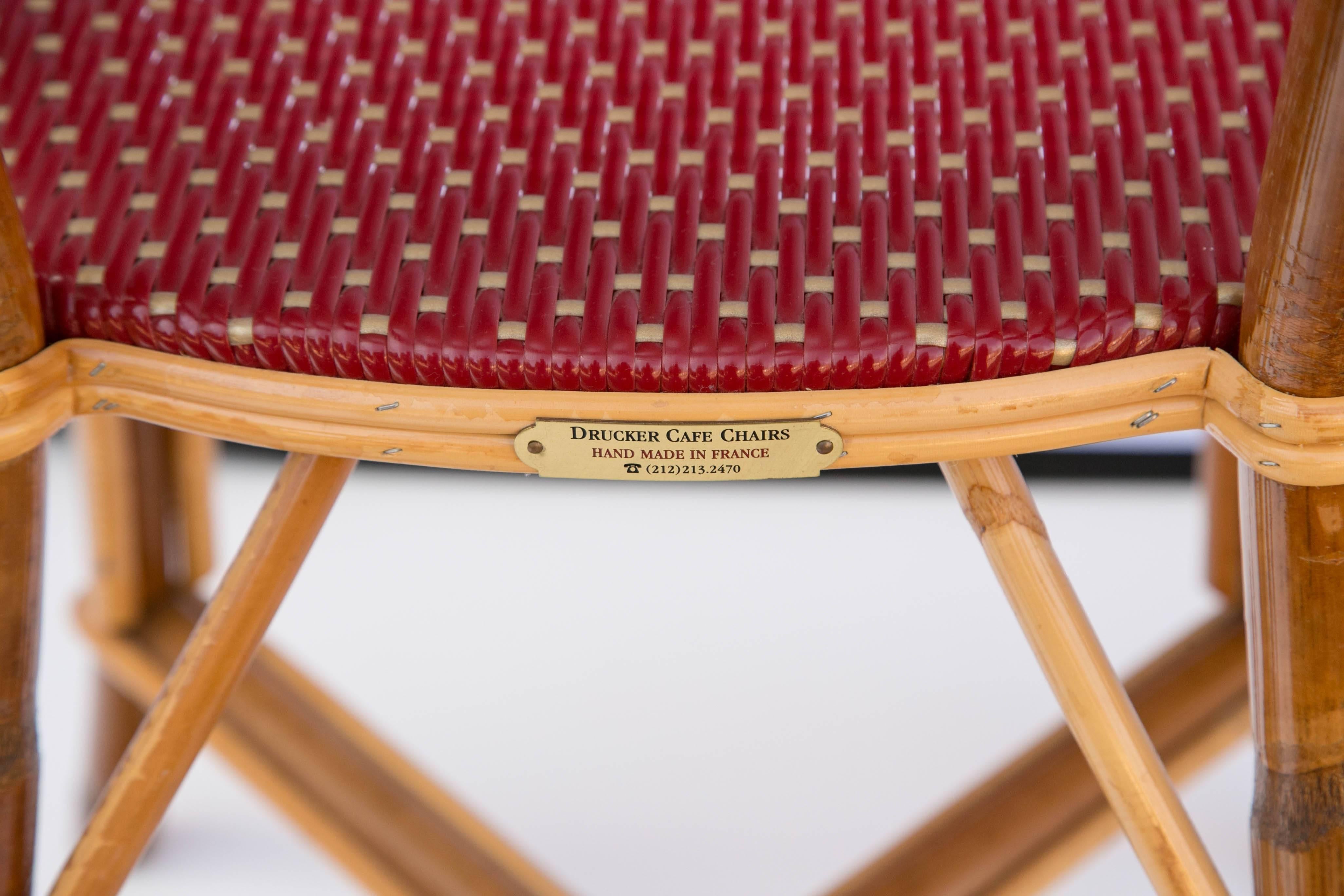 Fantastic Set of Four Maison Drucker Bastille Bamboo Bistro Chairs In Good Condition In Westport, CT