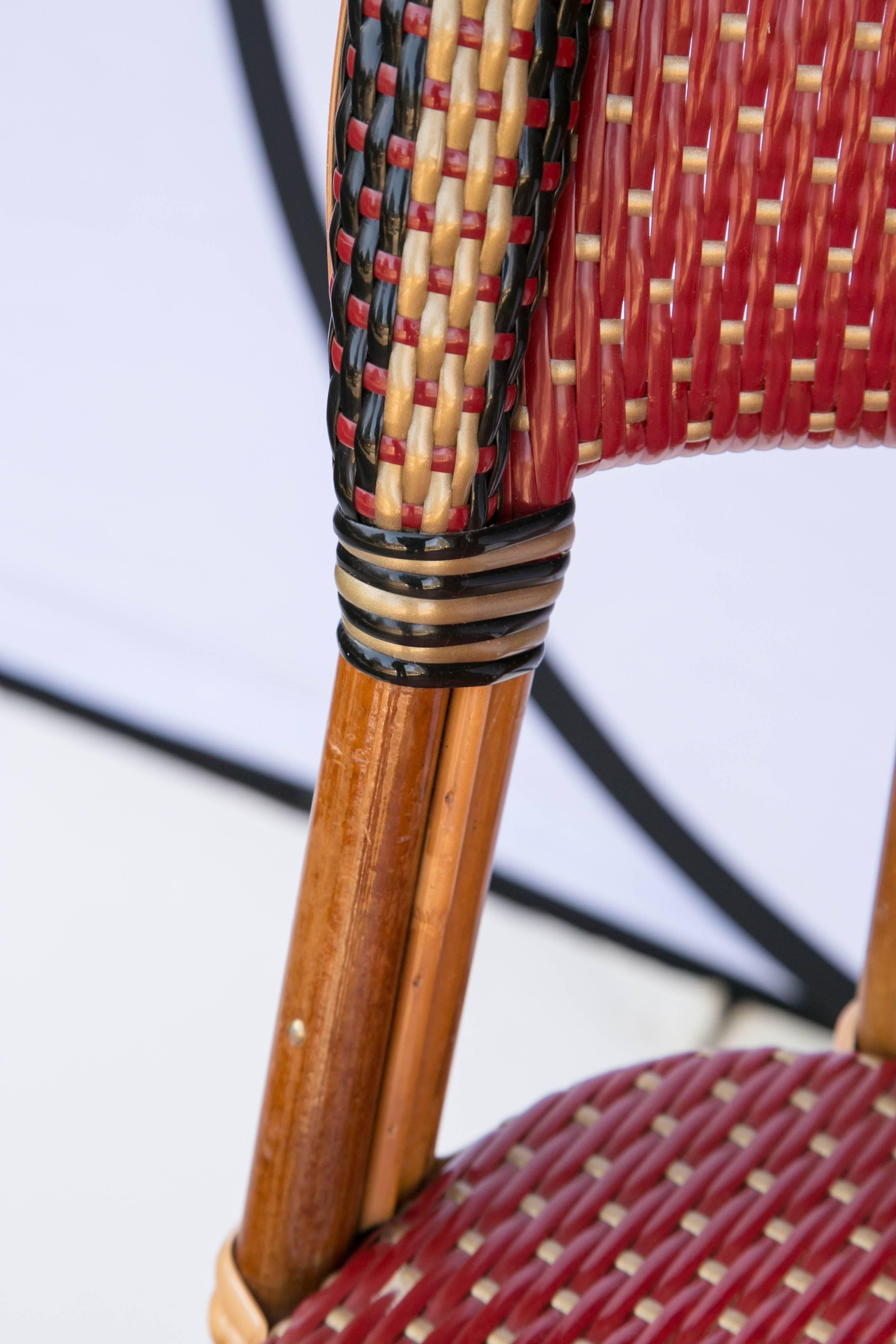 Rattan Fantastic Set of Four Maison Drucker Bastille Bamboo Bistro Chairs