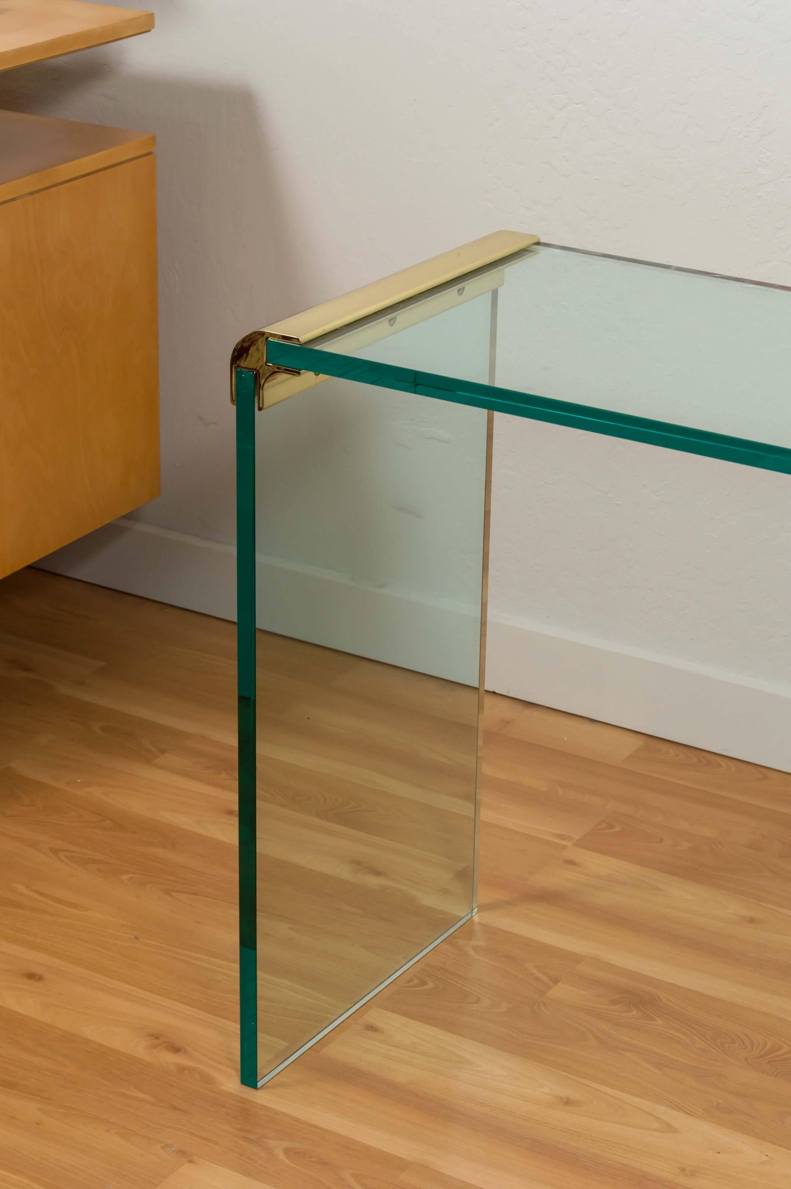 American Brass and Glass Console Table by Leon Rosen for Pace Collection *Saturday Sale*