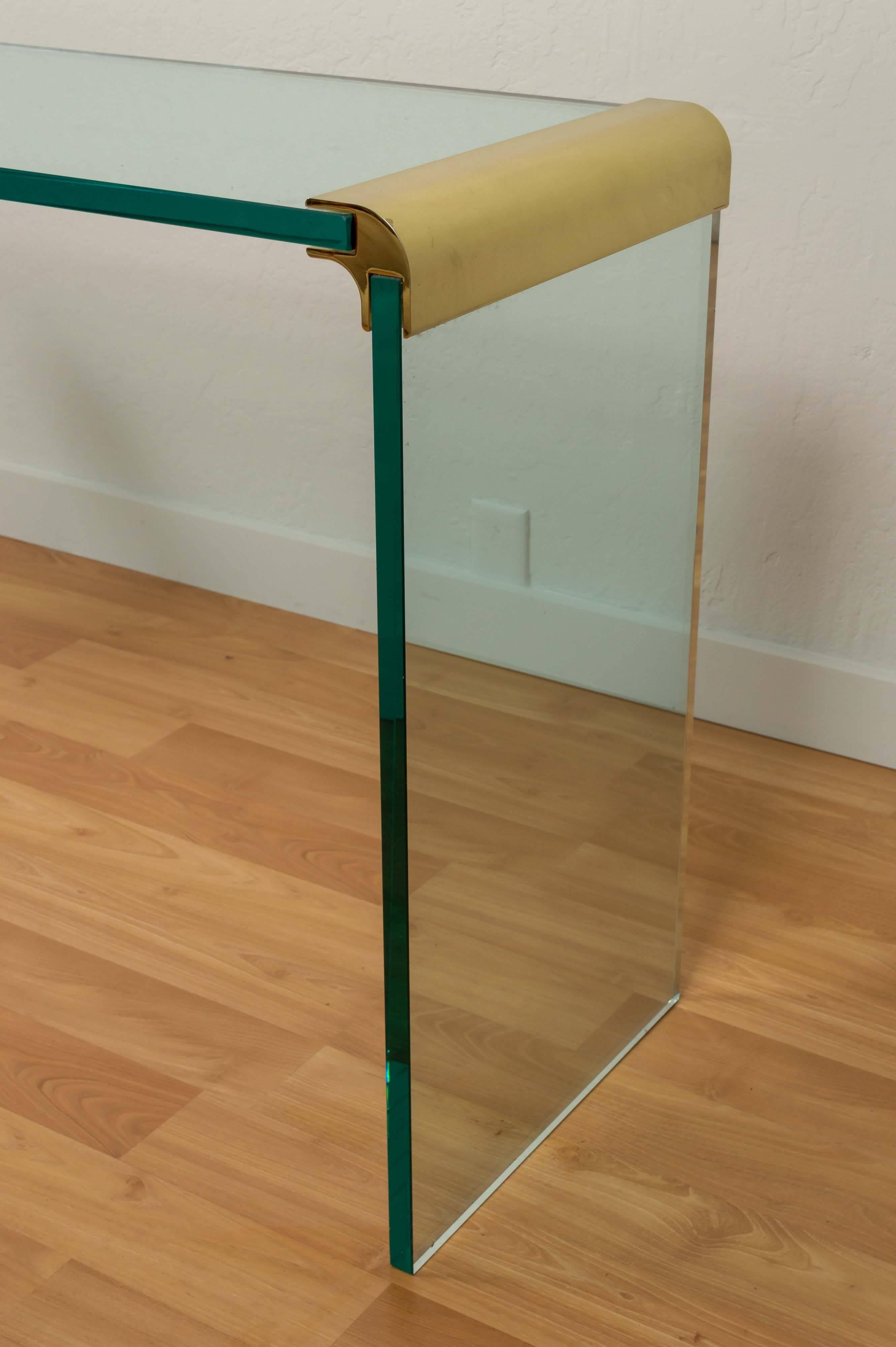 Brass and Glass Console Table by Leon Rosen for Pace Collection *Saturday Sale* In Good Condition In San Francisco, CA
