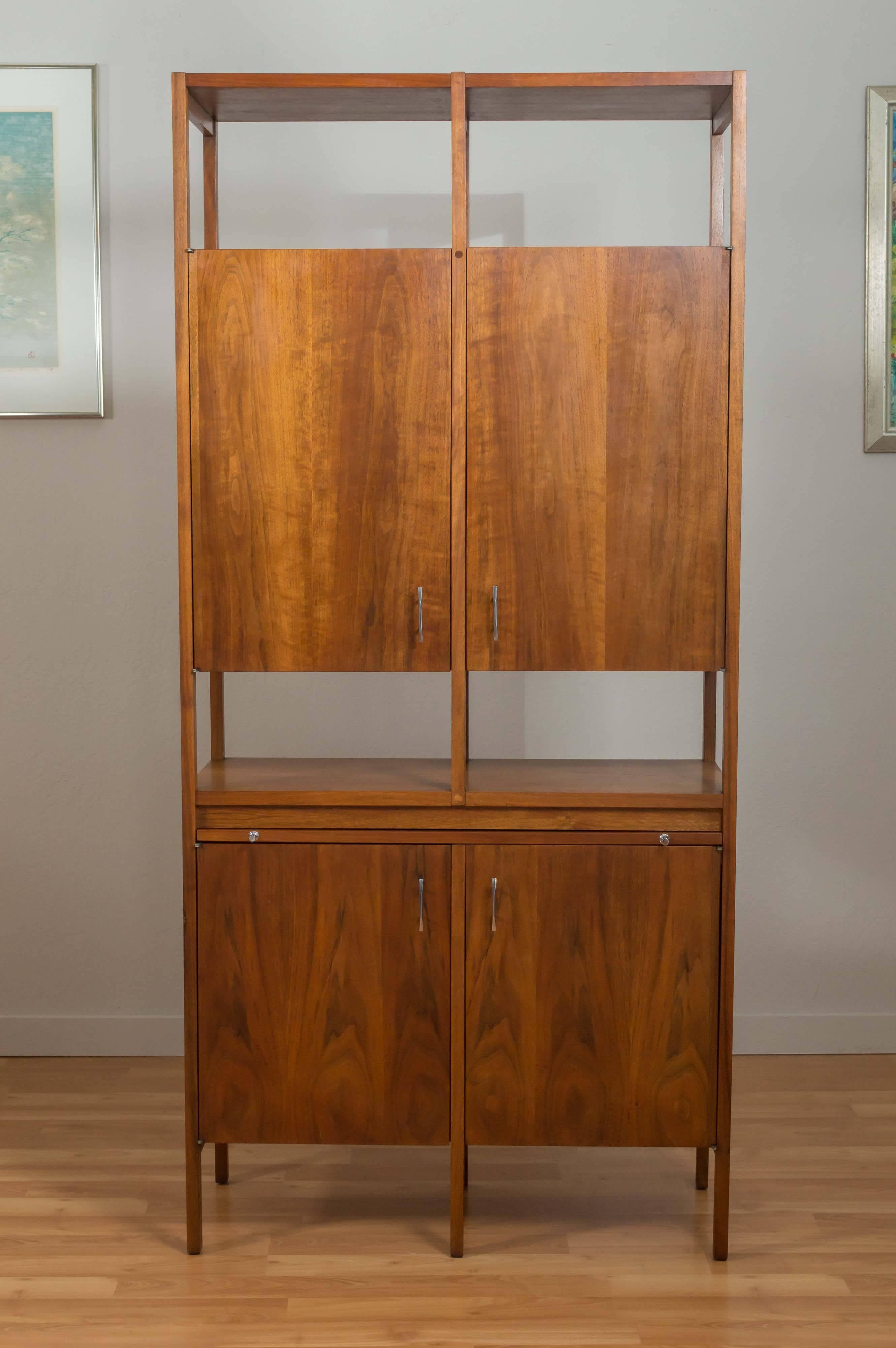 “Delineator” Walnut Dry Bar or Tall Cabinet by Paul McCobb for Lane 1