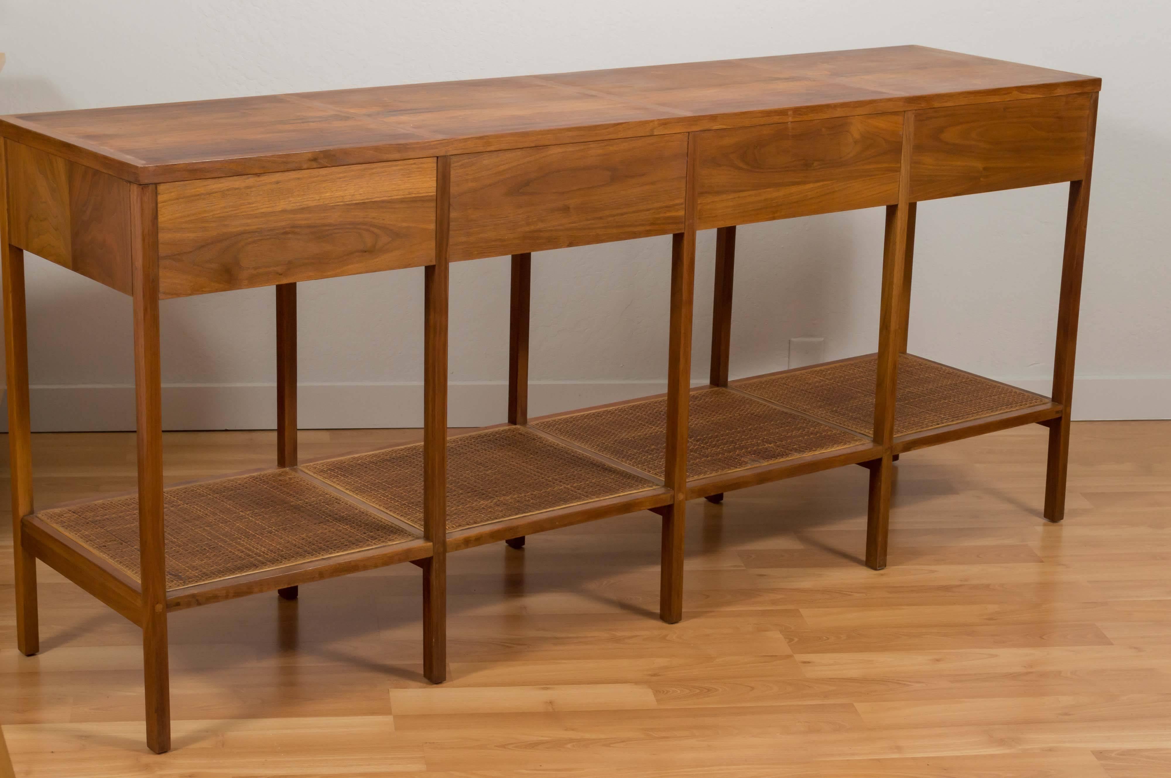 “Delineator” Walnut and Rosewood Console Table by Paul McCobb for Lane 3